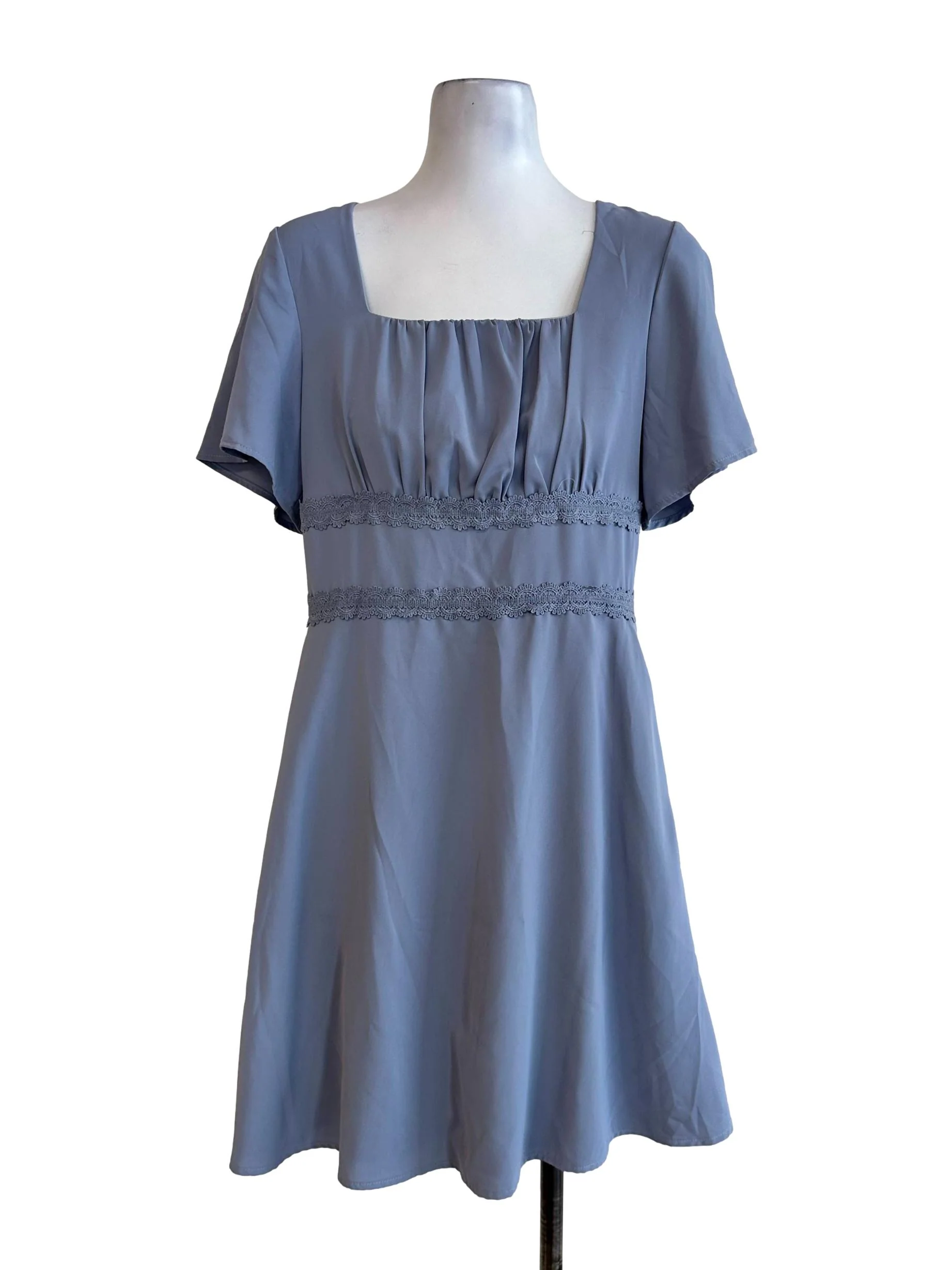Powder Blue Square Neck Mini Dress