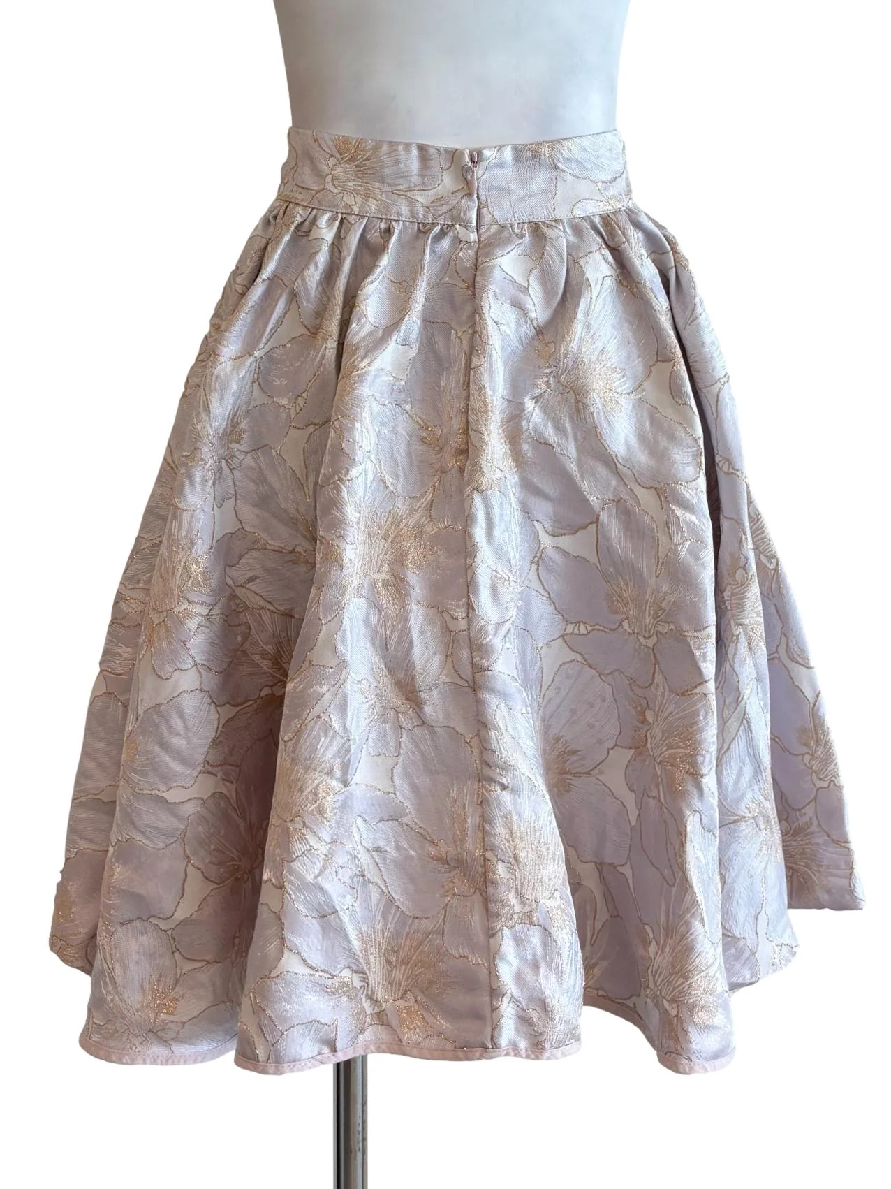 Powder Pink Floral Mini Jacquard Skirt - Image 2