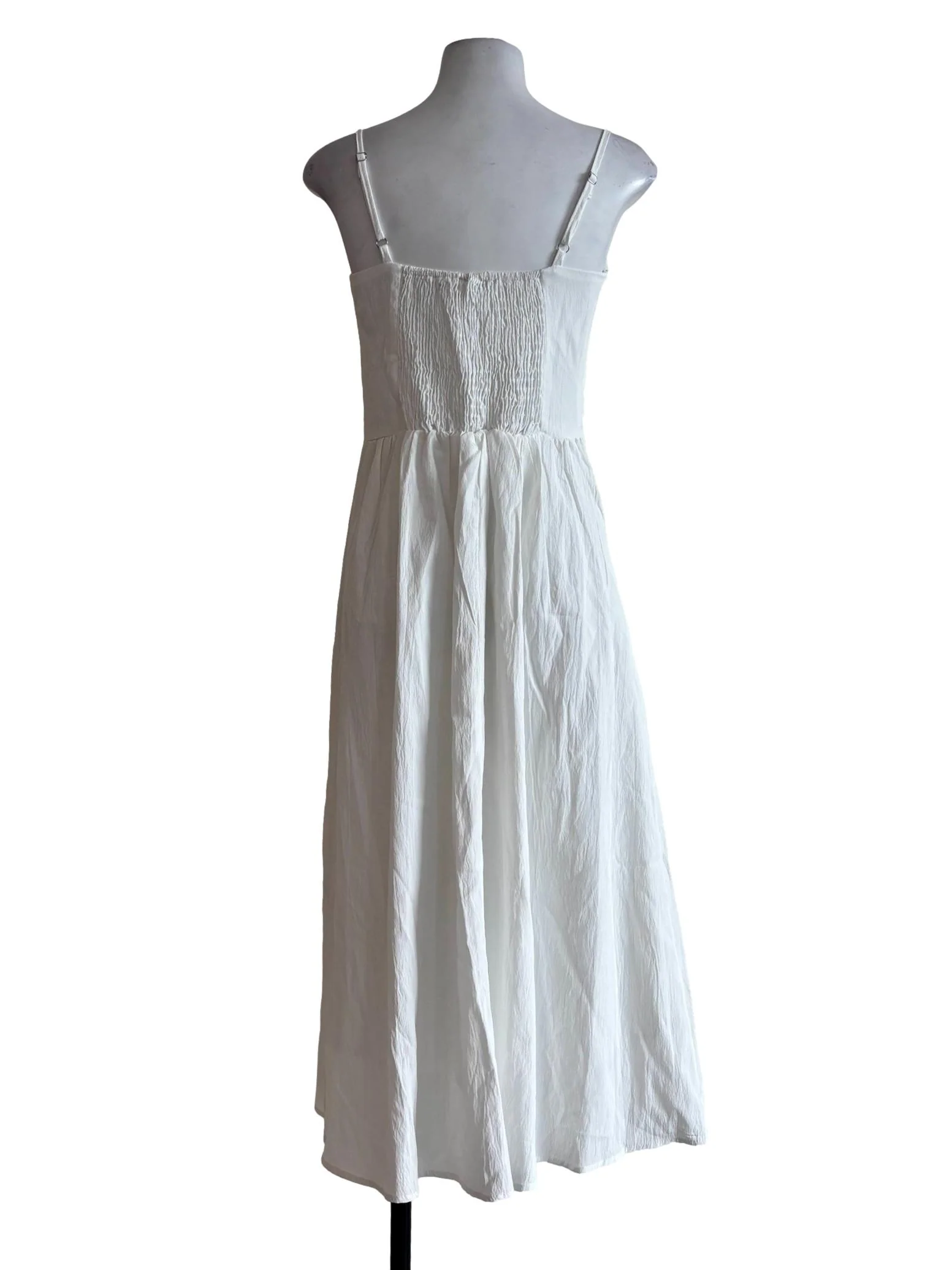 Powder White Cotton Spaghetti Strap Dress - Image 2