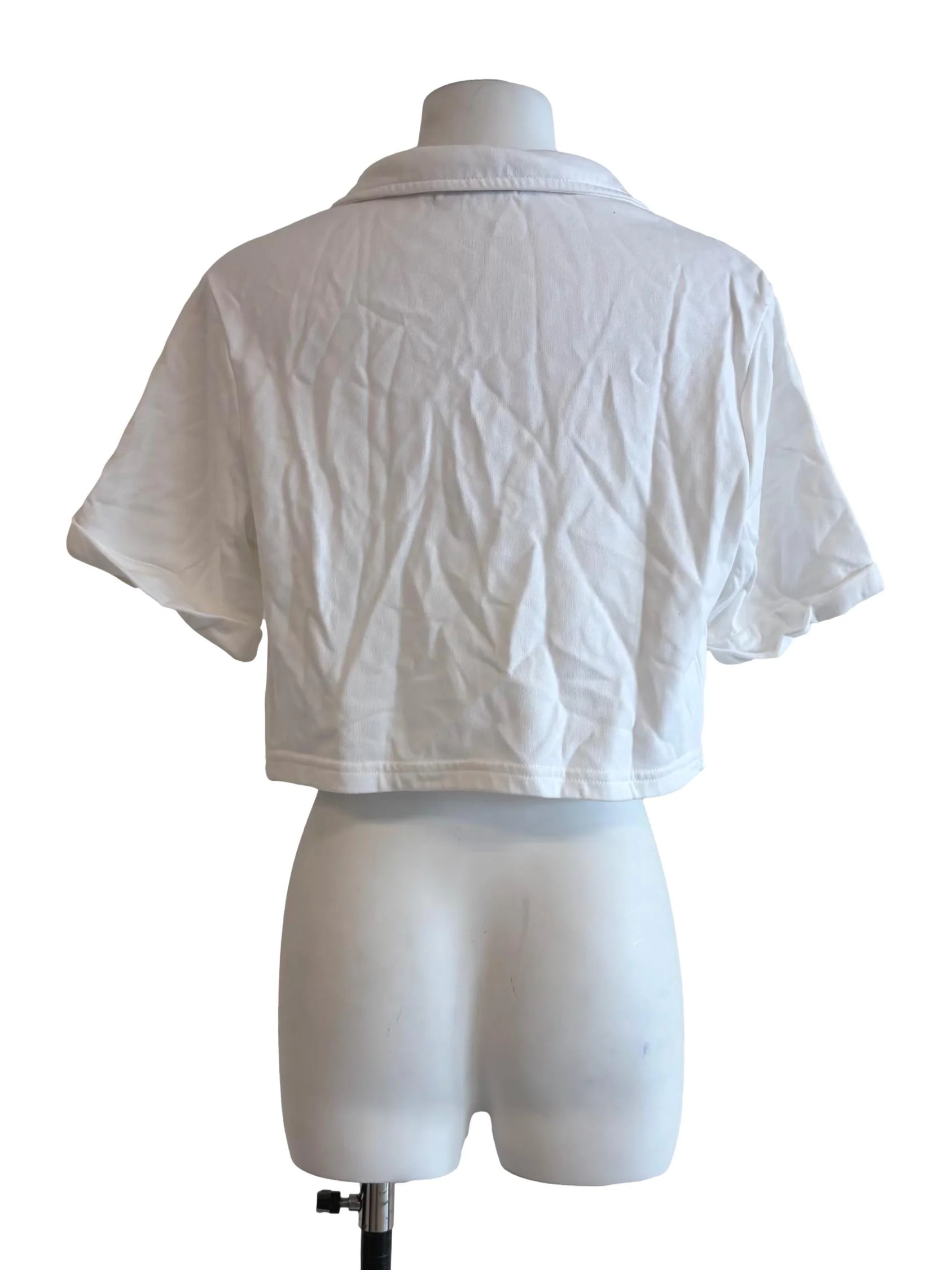 Powder White Cropped Polo Shirt - Image 2