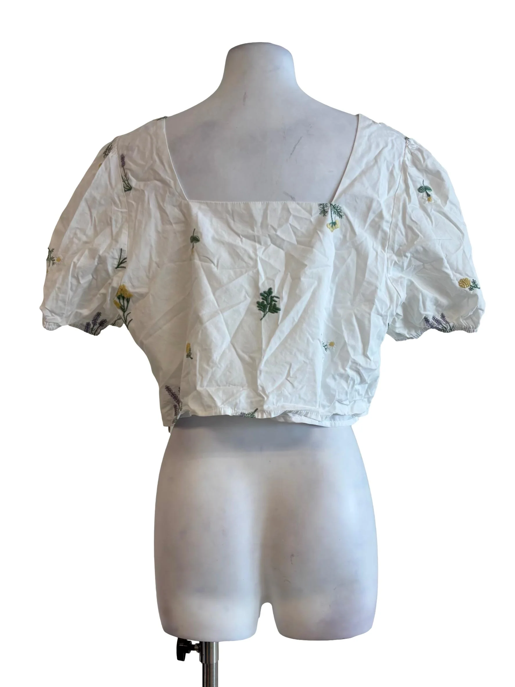 Powder White Embroidered Cotton Top - Image 2