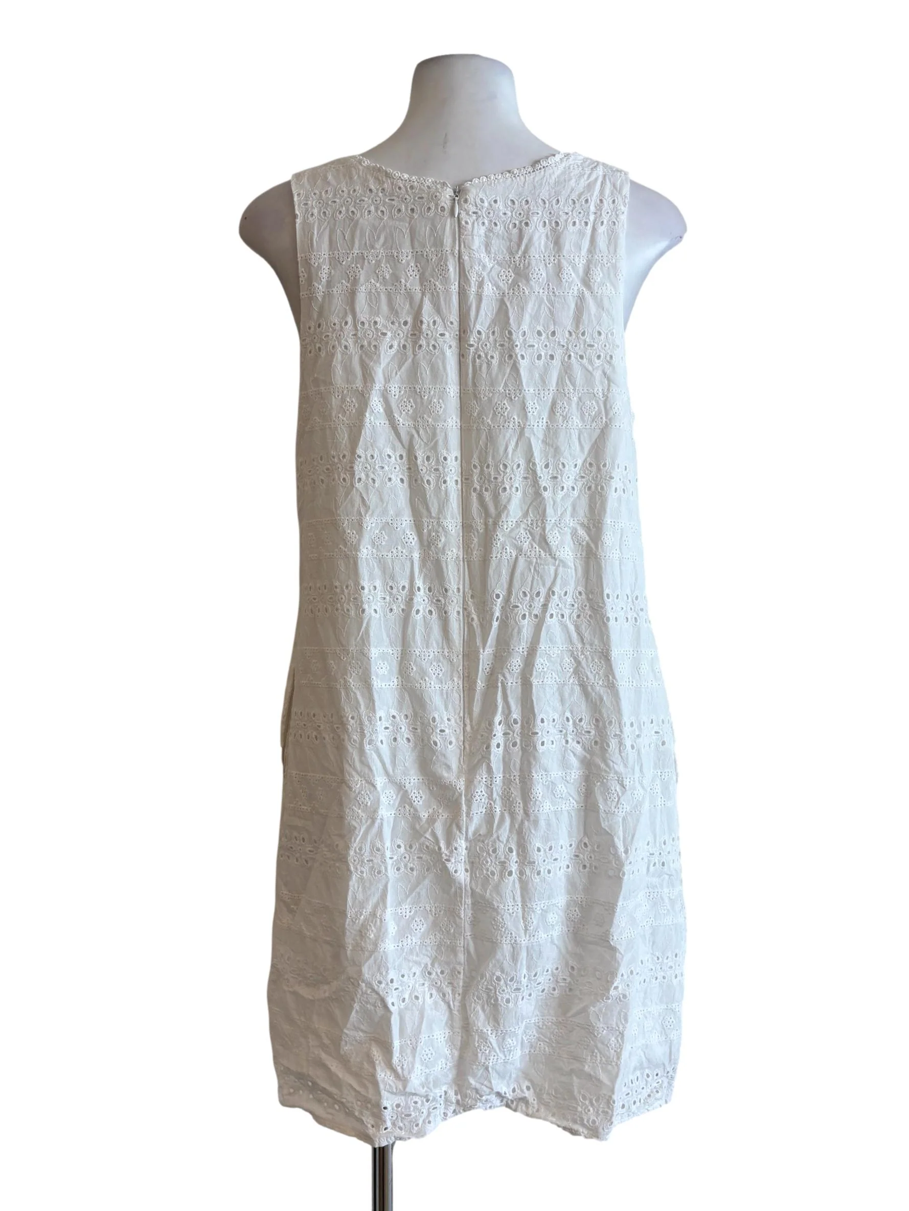 Powder White Square Neck Cotton Dress - Image 2