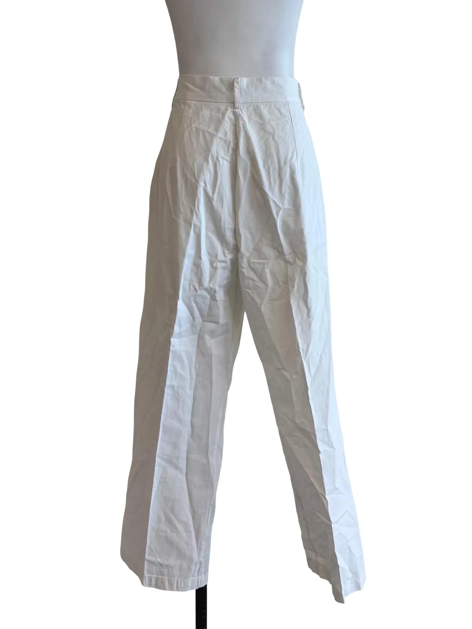 Powder White Straight Cotton Pants - Image 2
