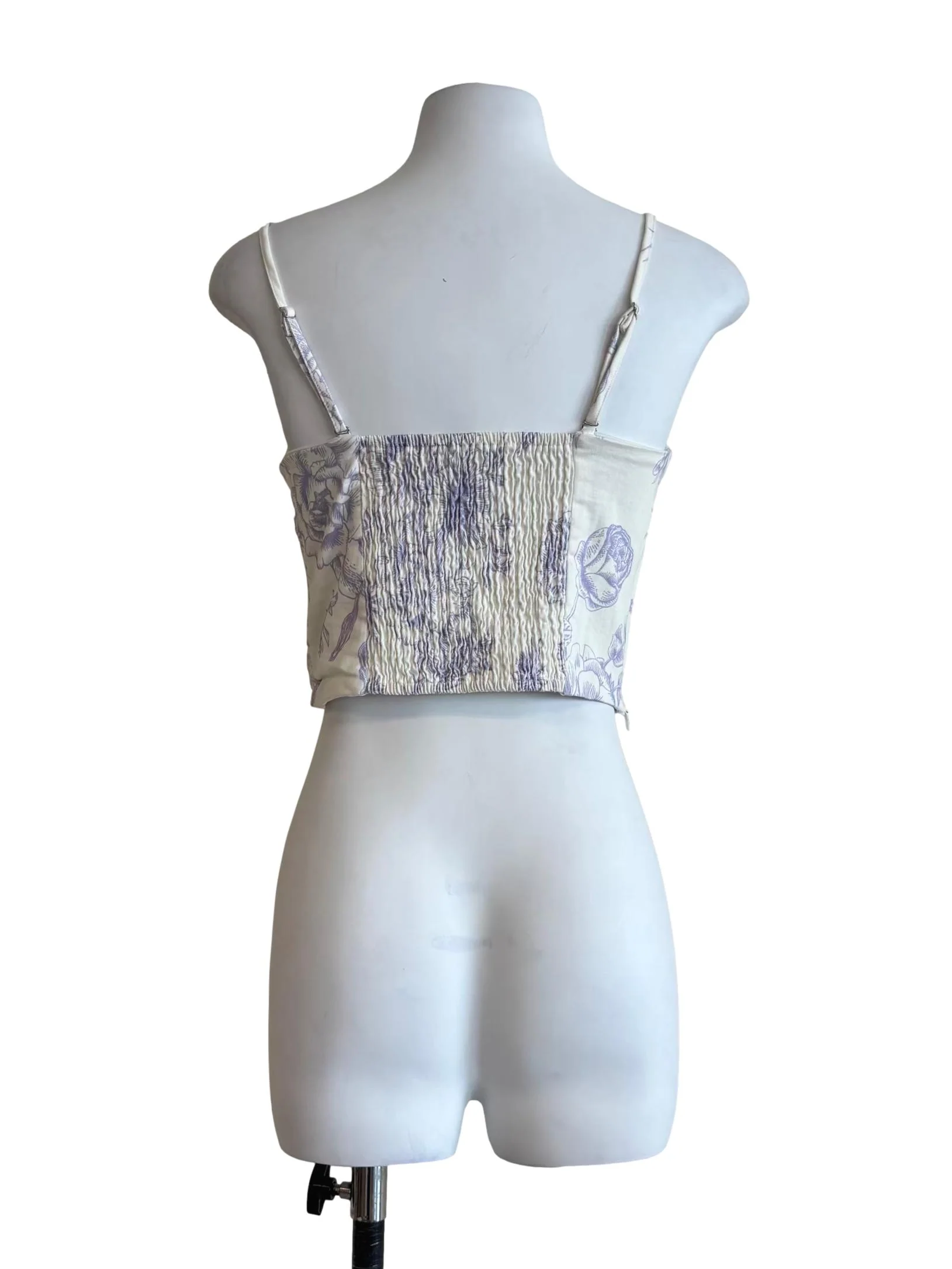 Powder White Wisteria Floral Sweetheart Top - Image 2