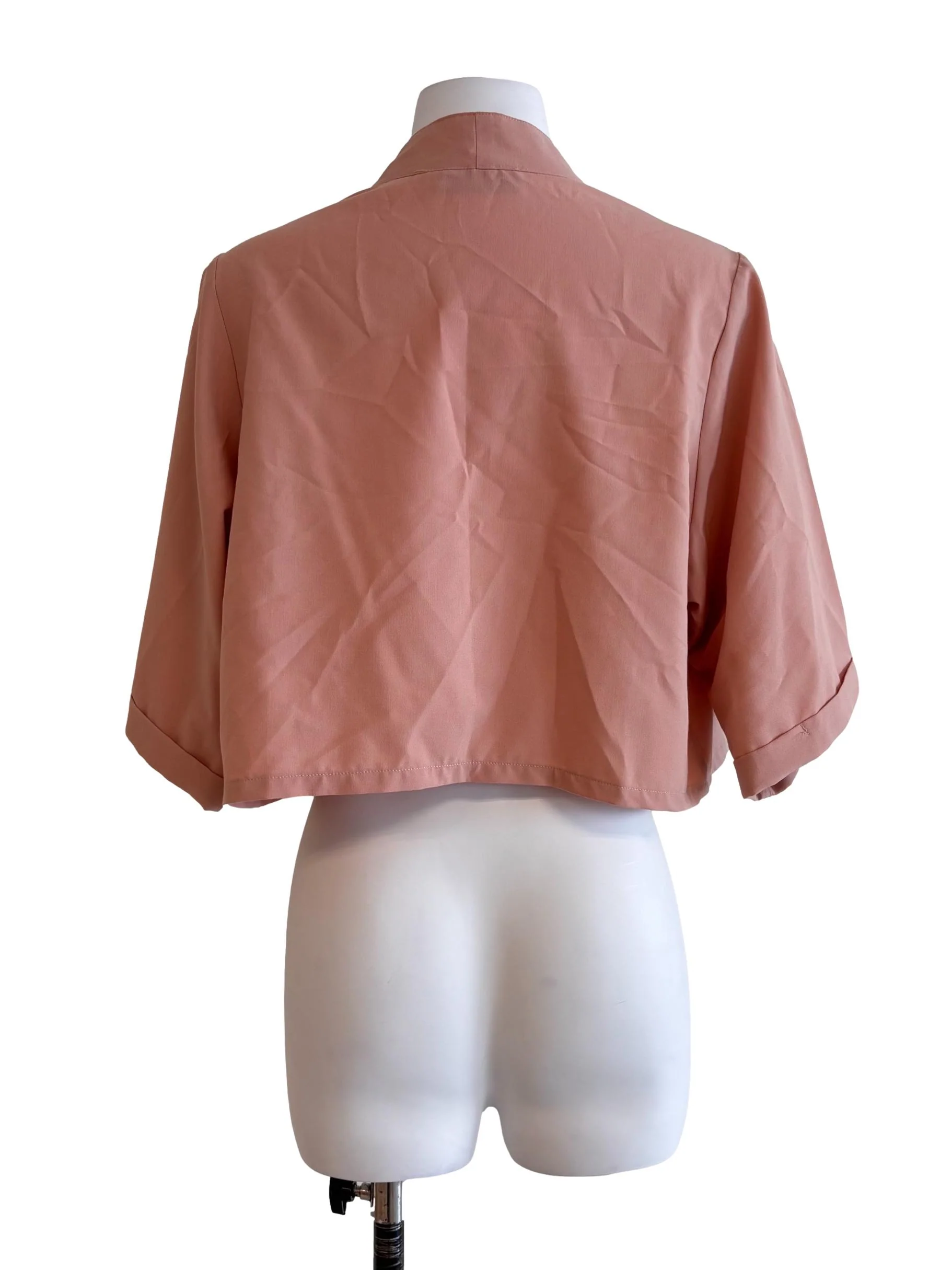 Punch Pink Open Cropped Cardigan - Image 2