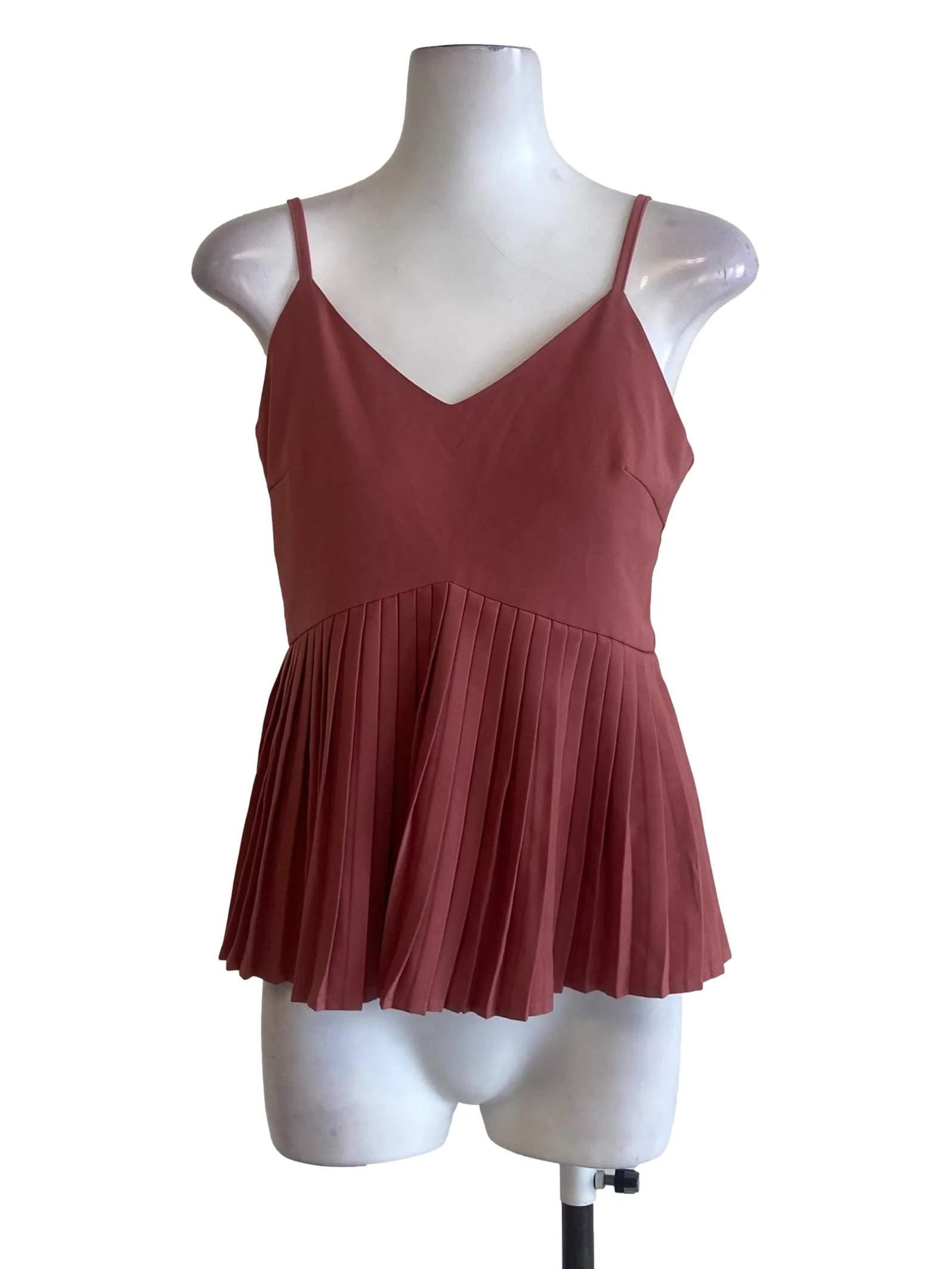Punch Pink Sleeveless Accordion Blouse