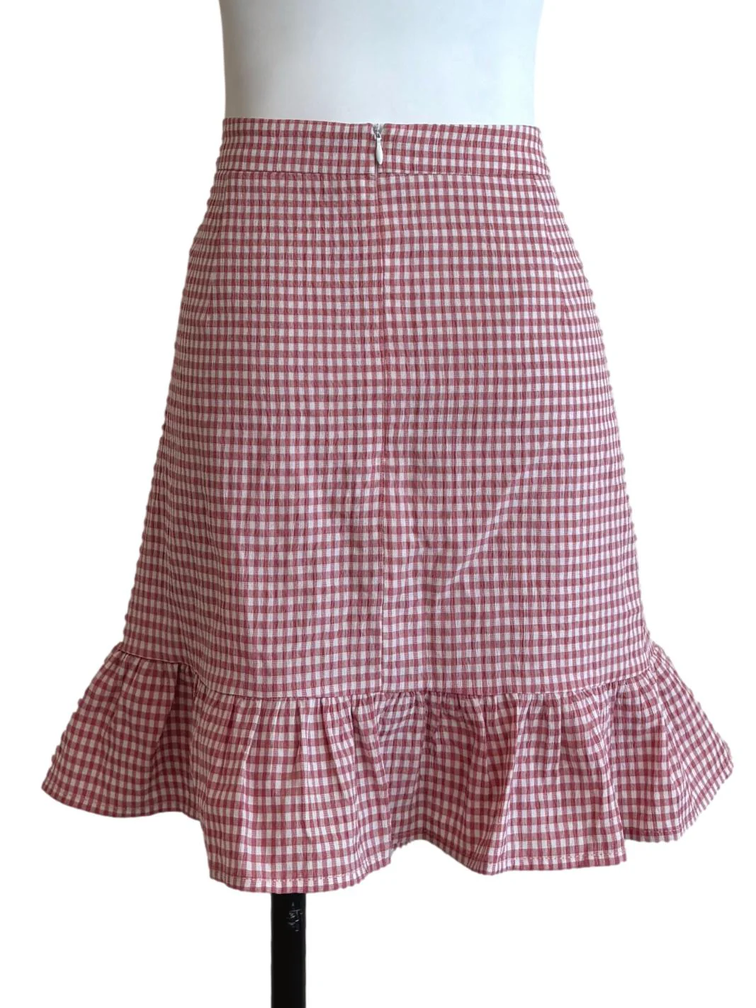 Punch Red Ruffle Gingham Skirt - Image 2