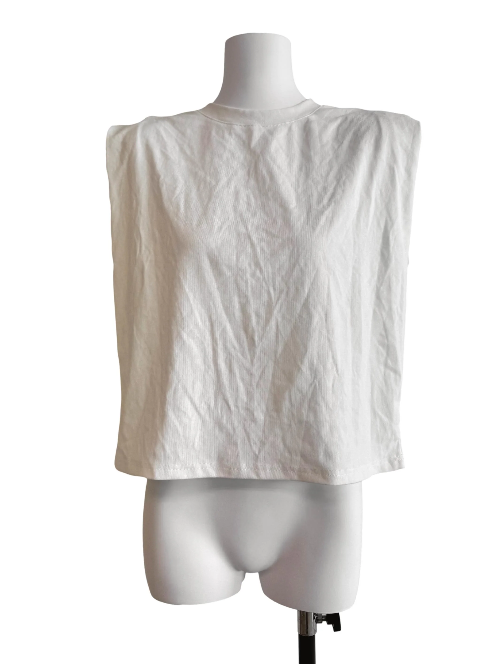 Pure White Padded Shoulder Top
