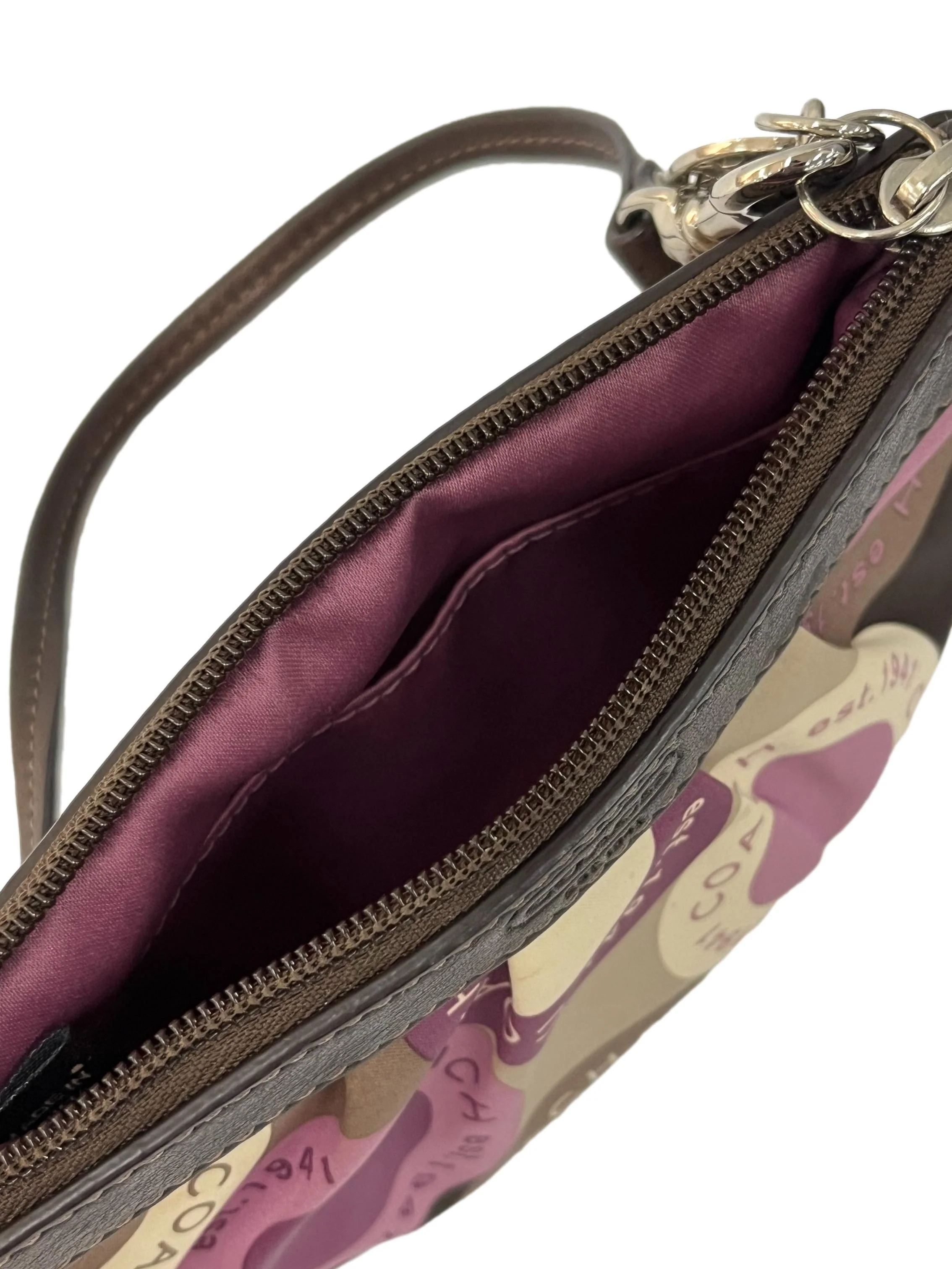 Purple Brown Coach Printed Wristlet - Image 4
