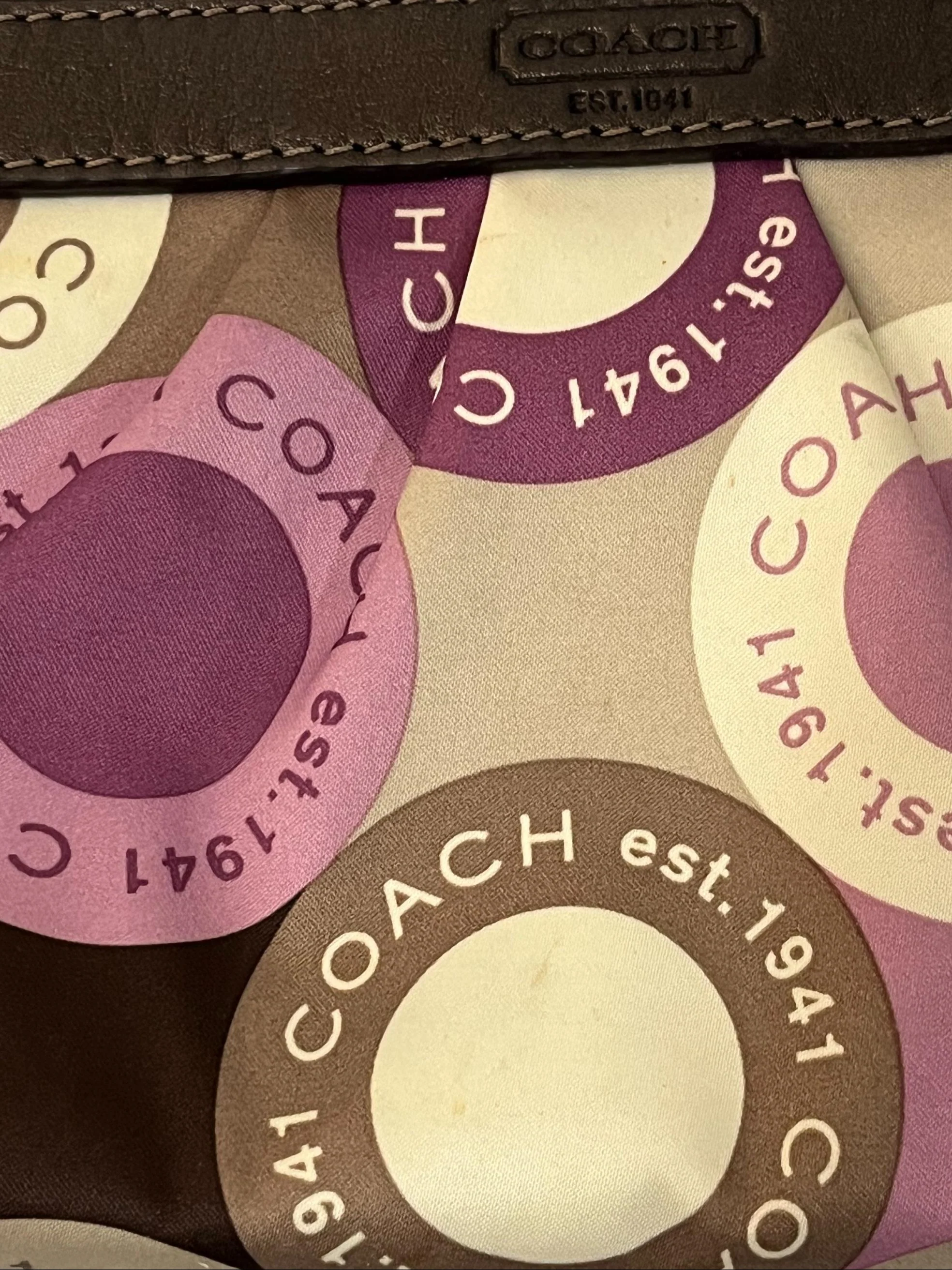Purple Brown Coach Printed Wristlet - Image 5