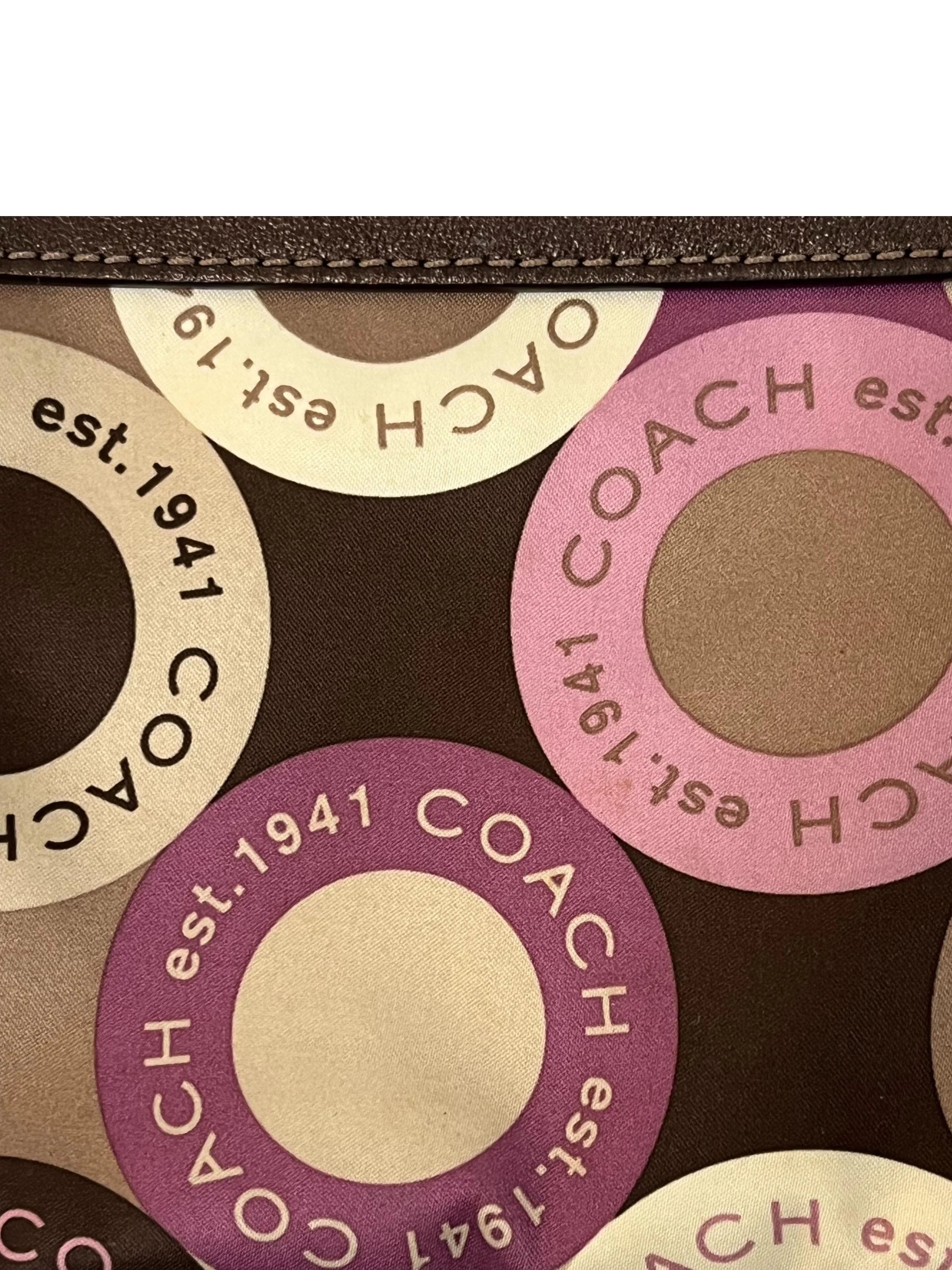 Purple Brown Coach Printed Wristlet - Image 6