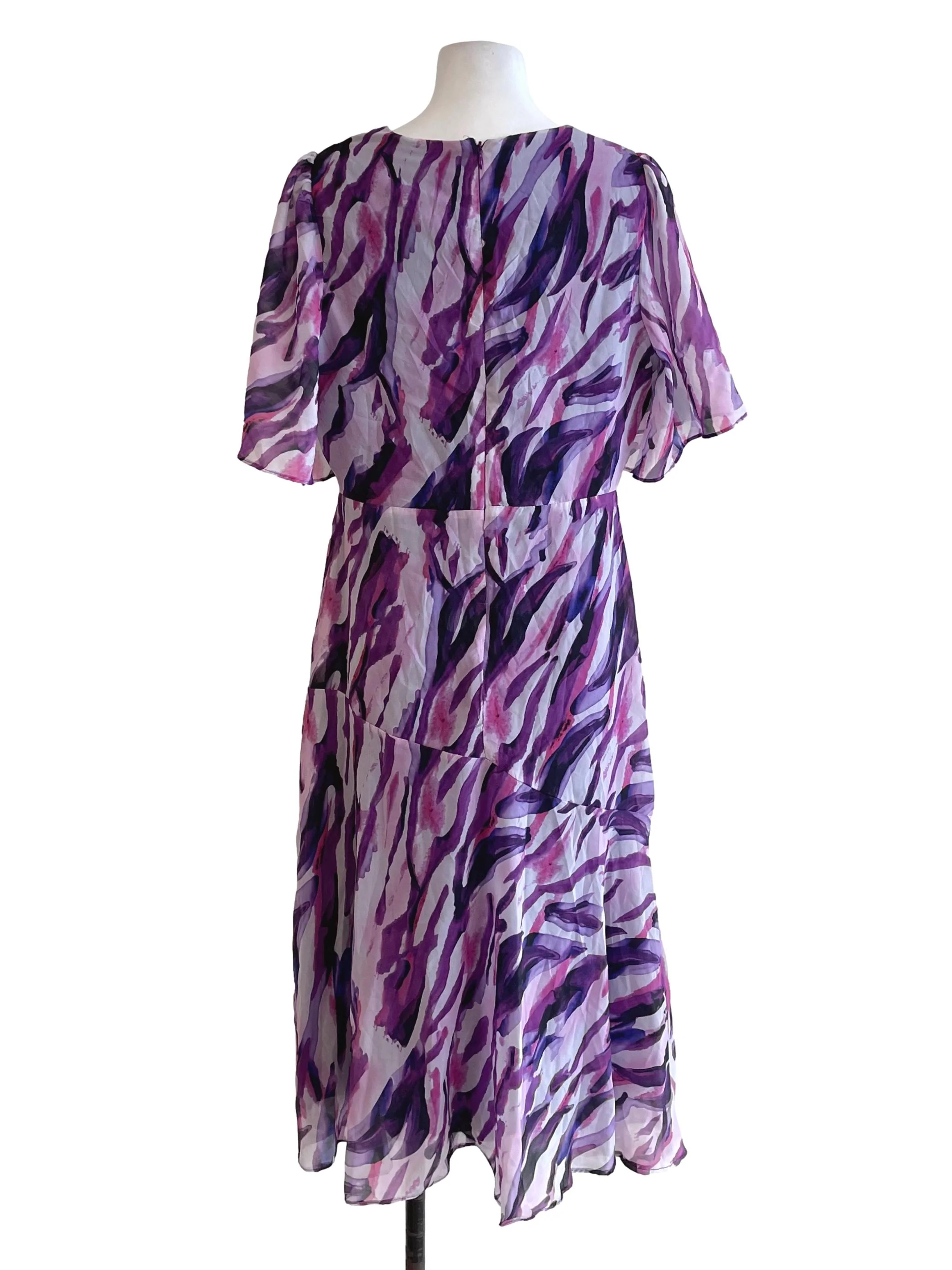 Purple Butterfly Sleeves Flowy Dress - Image 2