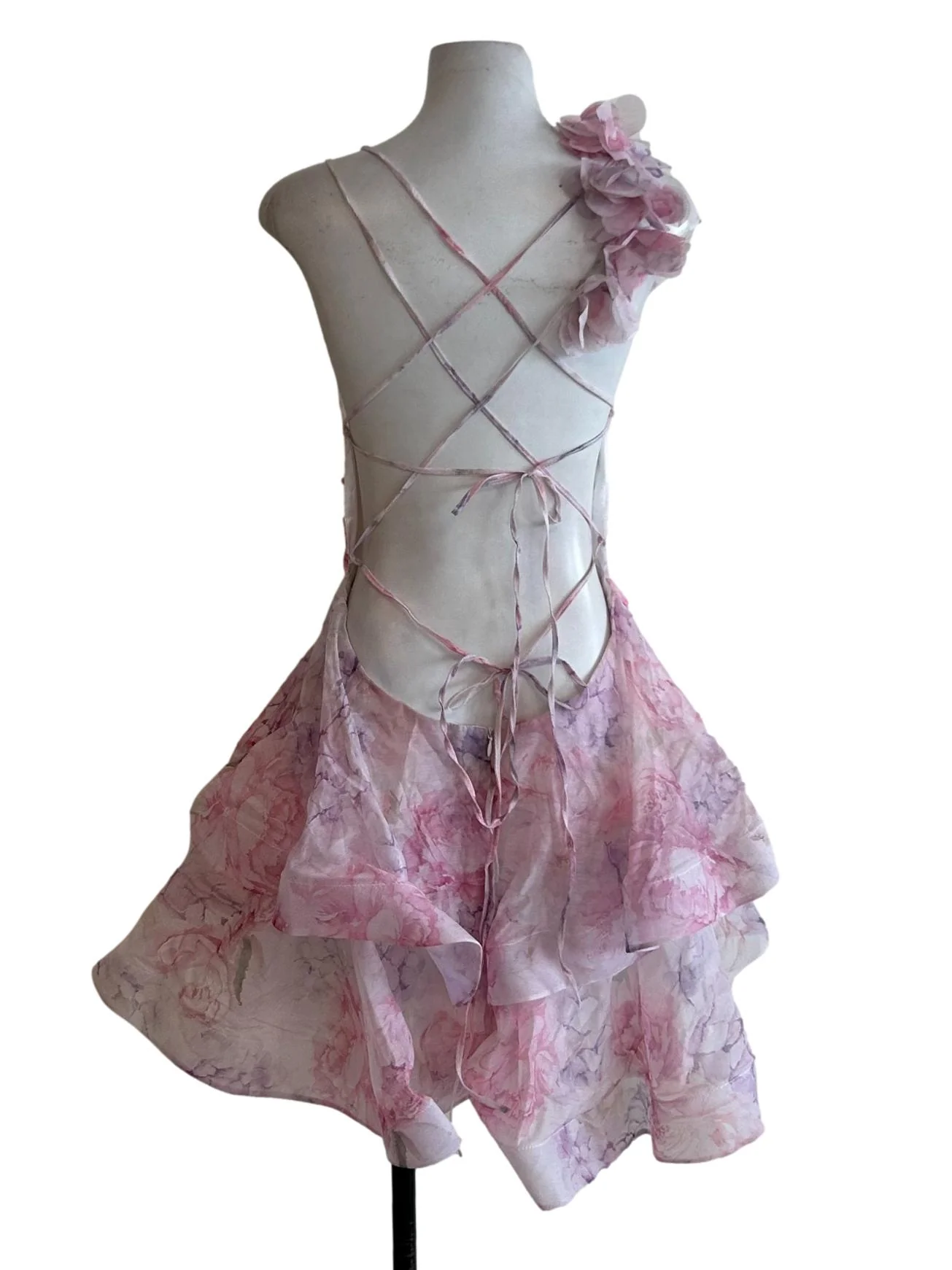 Purple Floral Ruffled Dress - Image 2