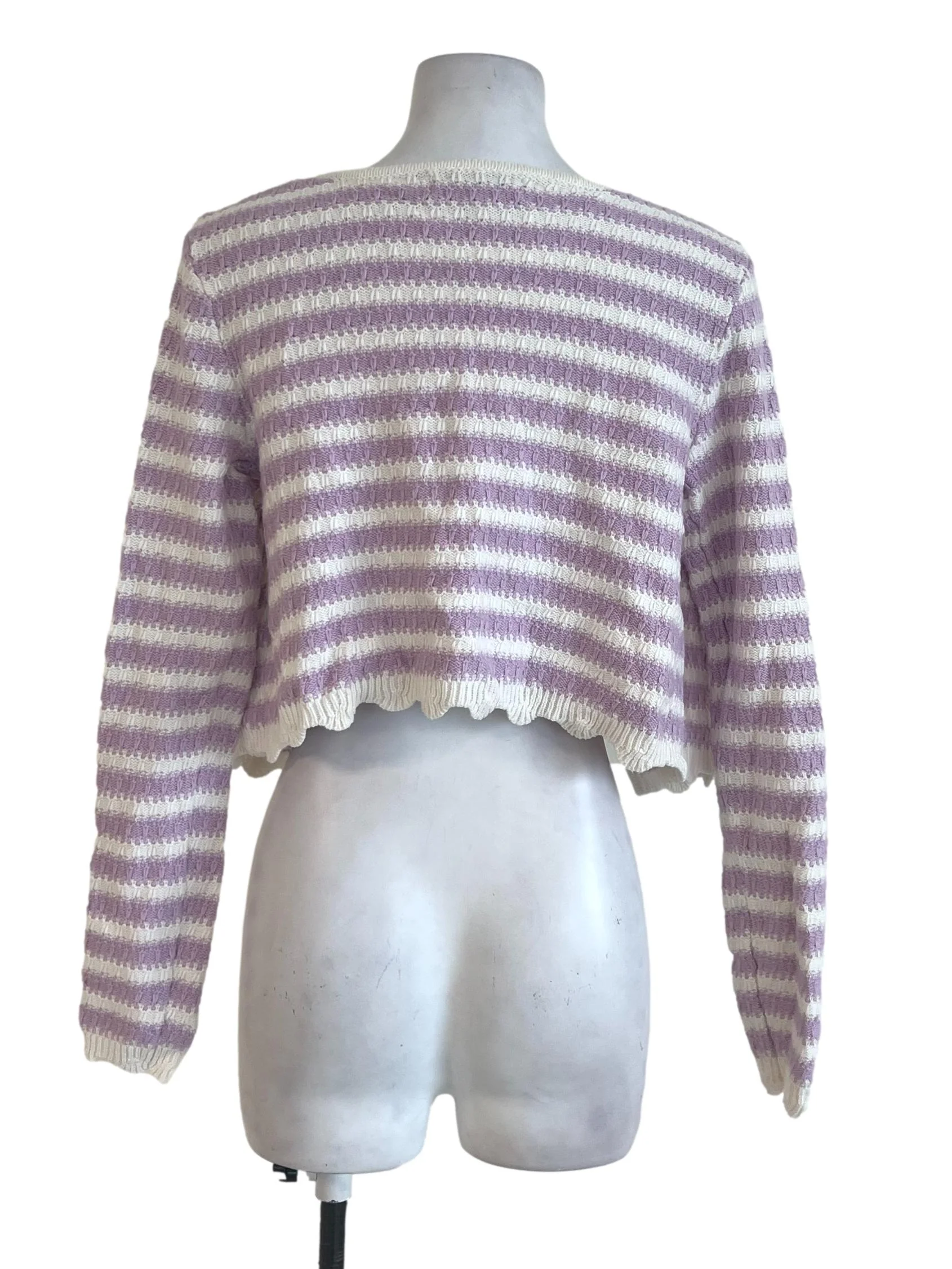 Purple Stripes Knitted Cardigan - Image 2