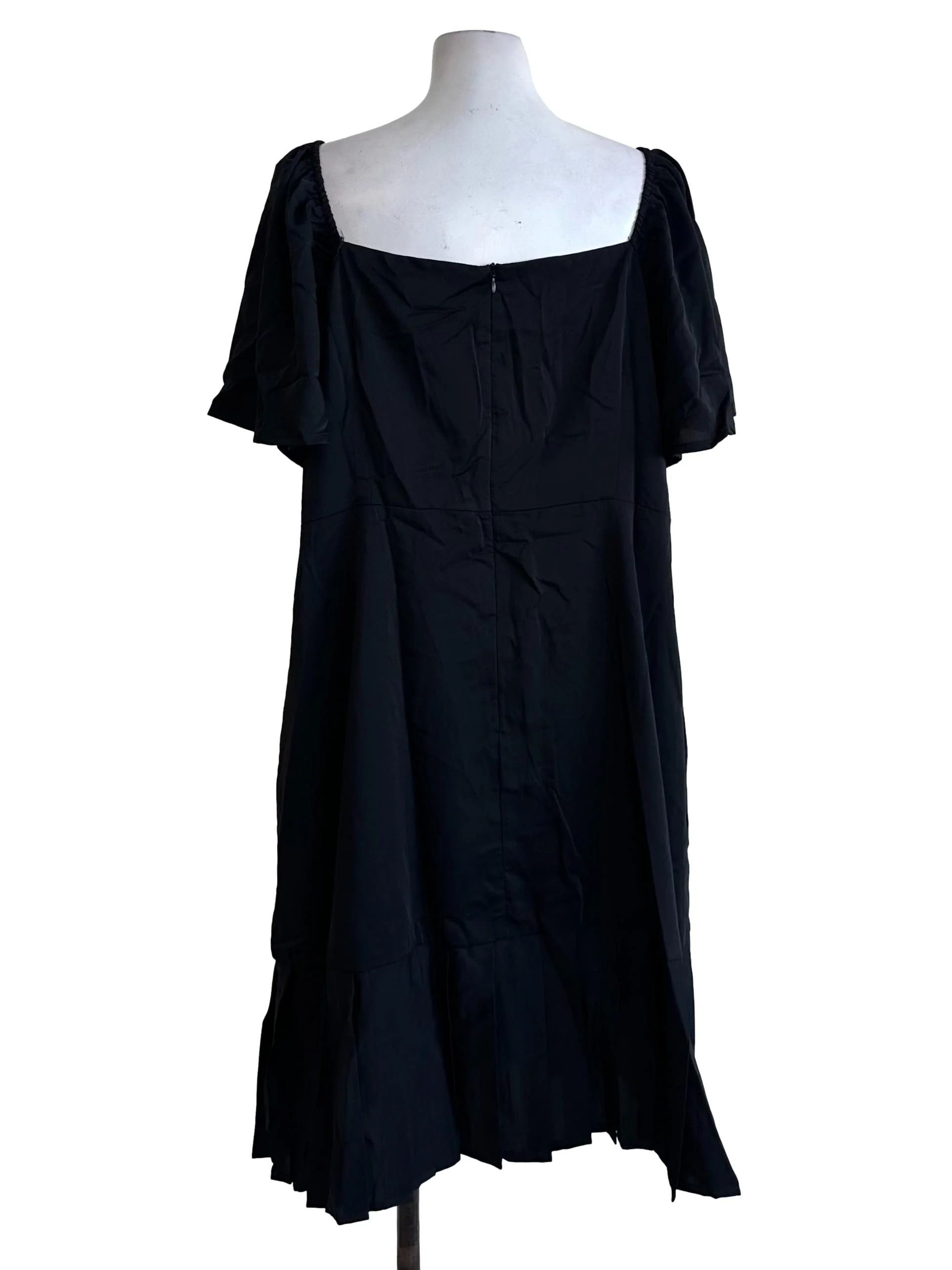 Raven Black Button Border Pleated Dress - Image 2