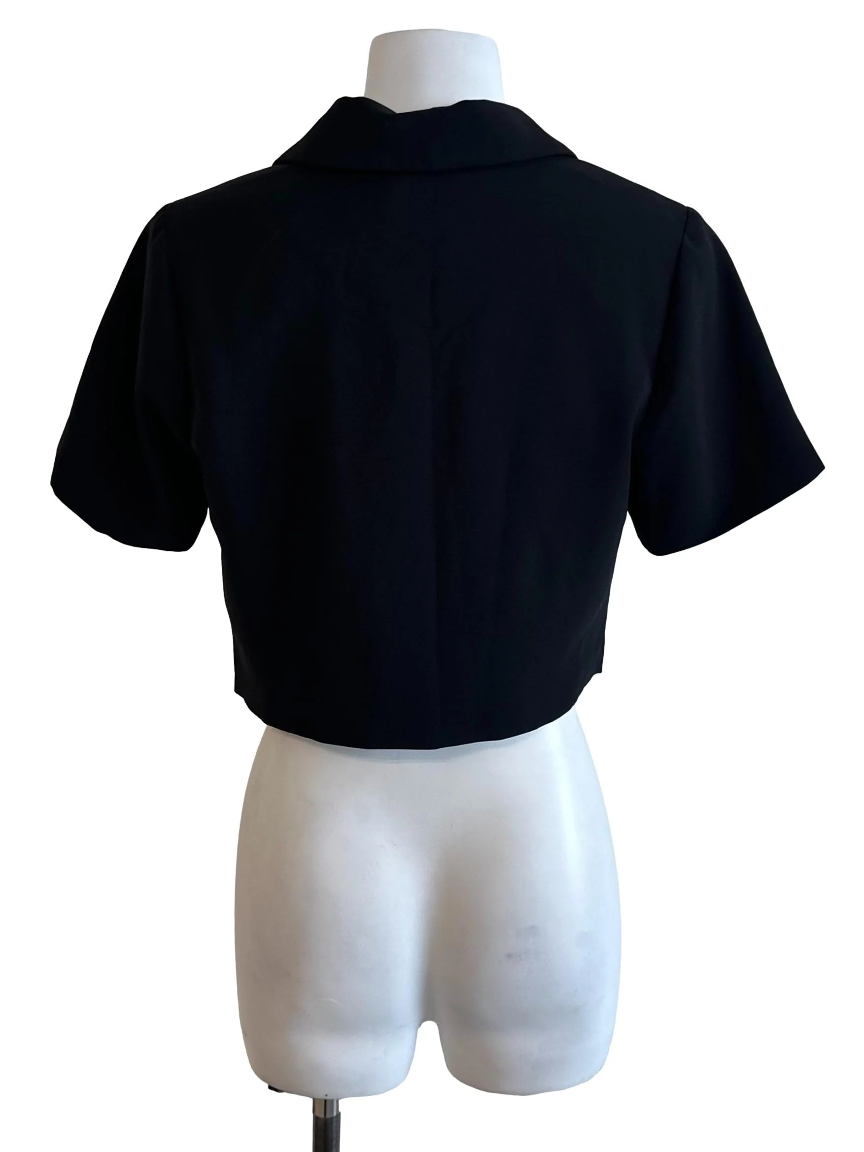 Raven Black Collar Button Top - Image 2