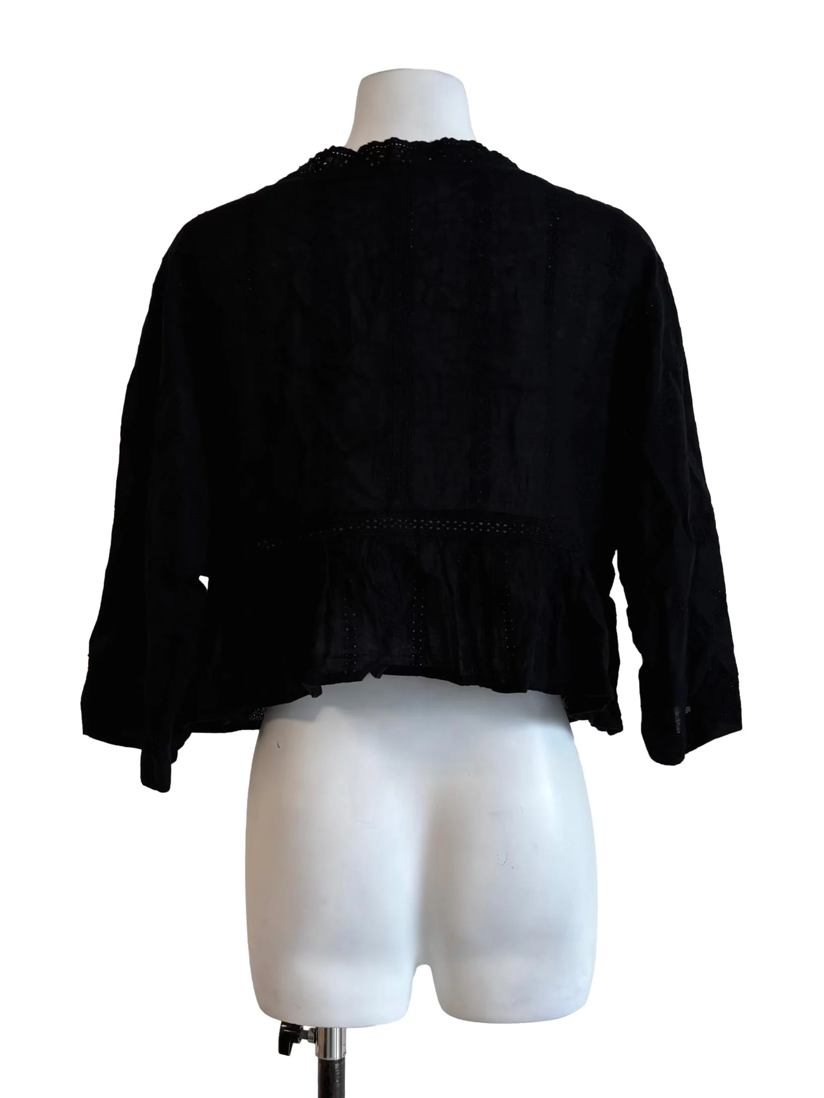Raven Black Cotton Blouse - Image 2
