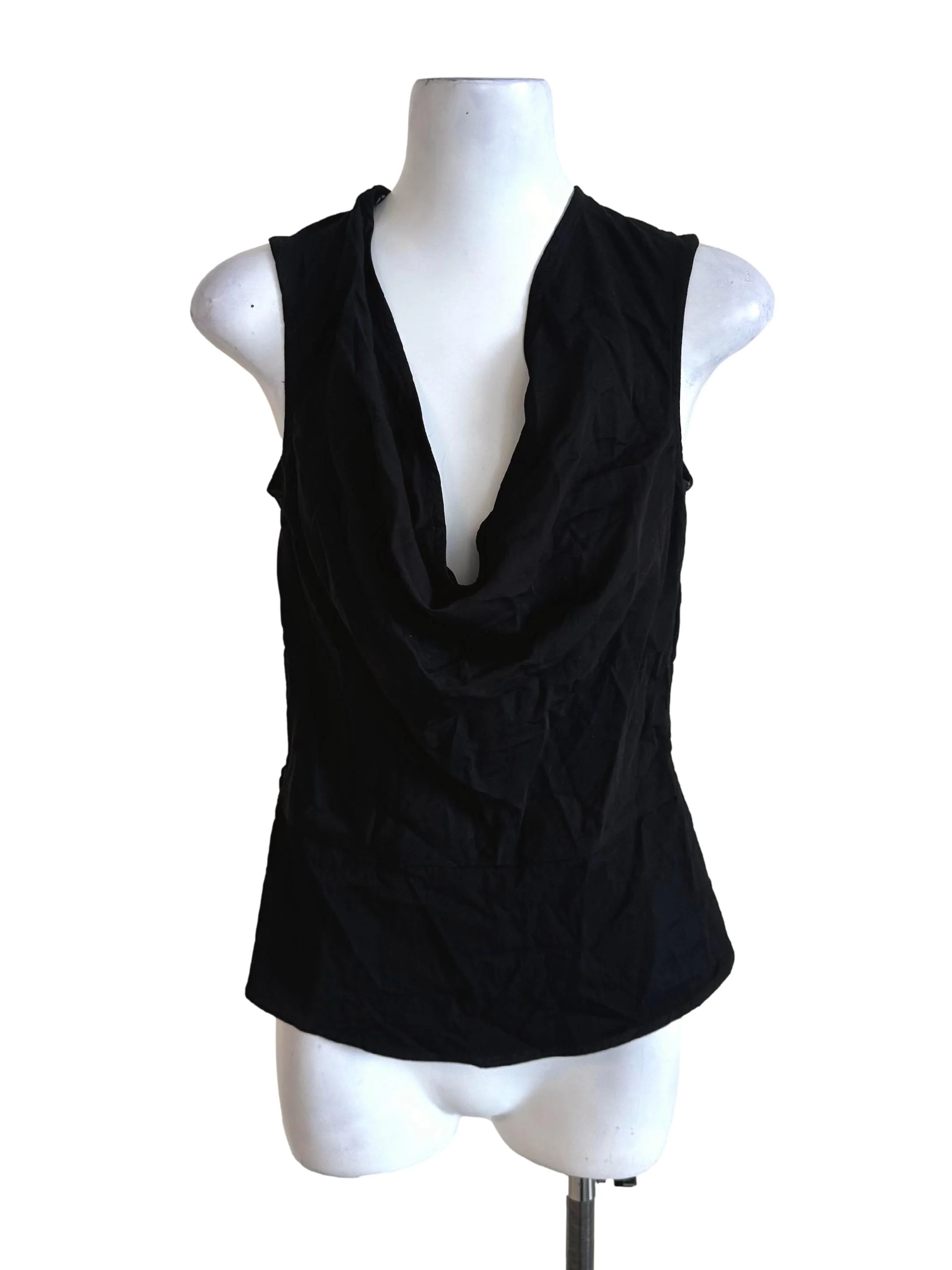 Raven Black Cowl Neck Drape Top TEM