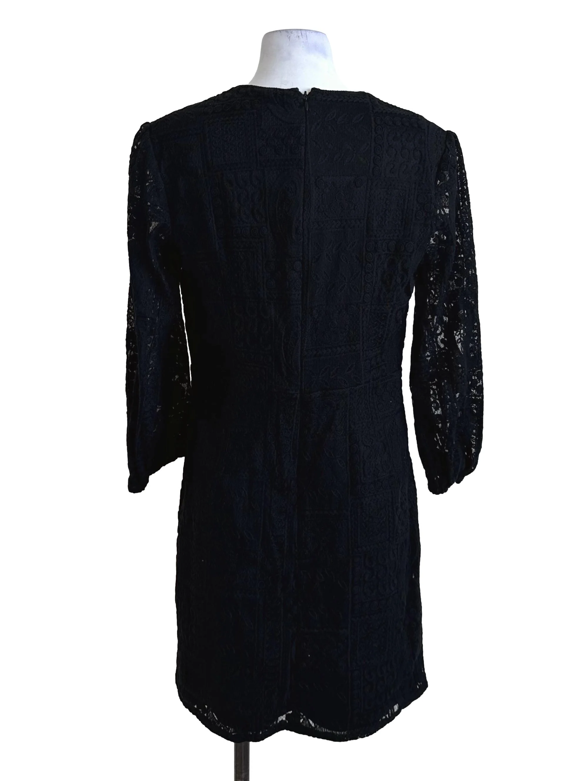 Raven Black Deep V Neck Lace Dress - Image 2