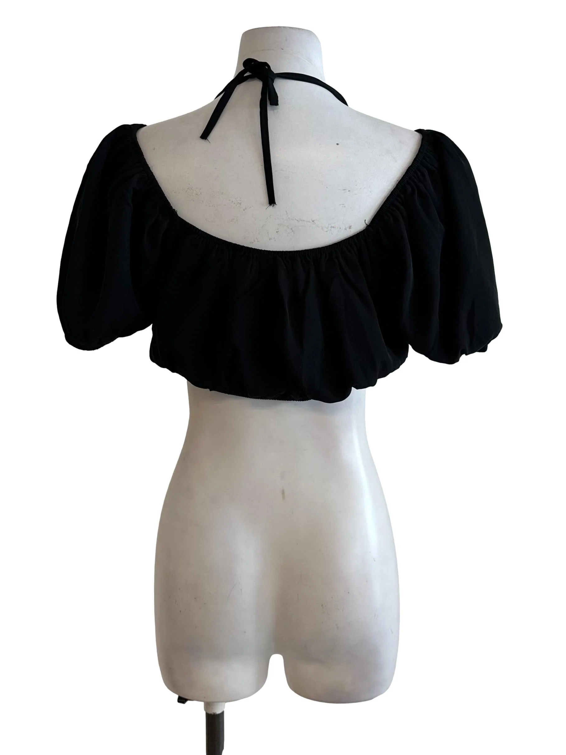 Raven Black Halter Crop Top - Image 2