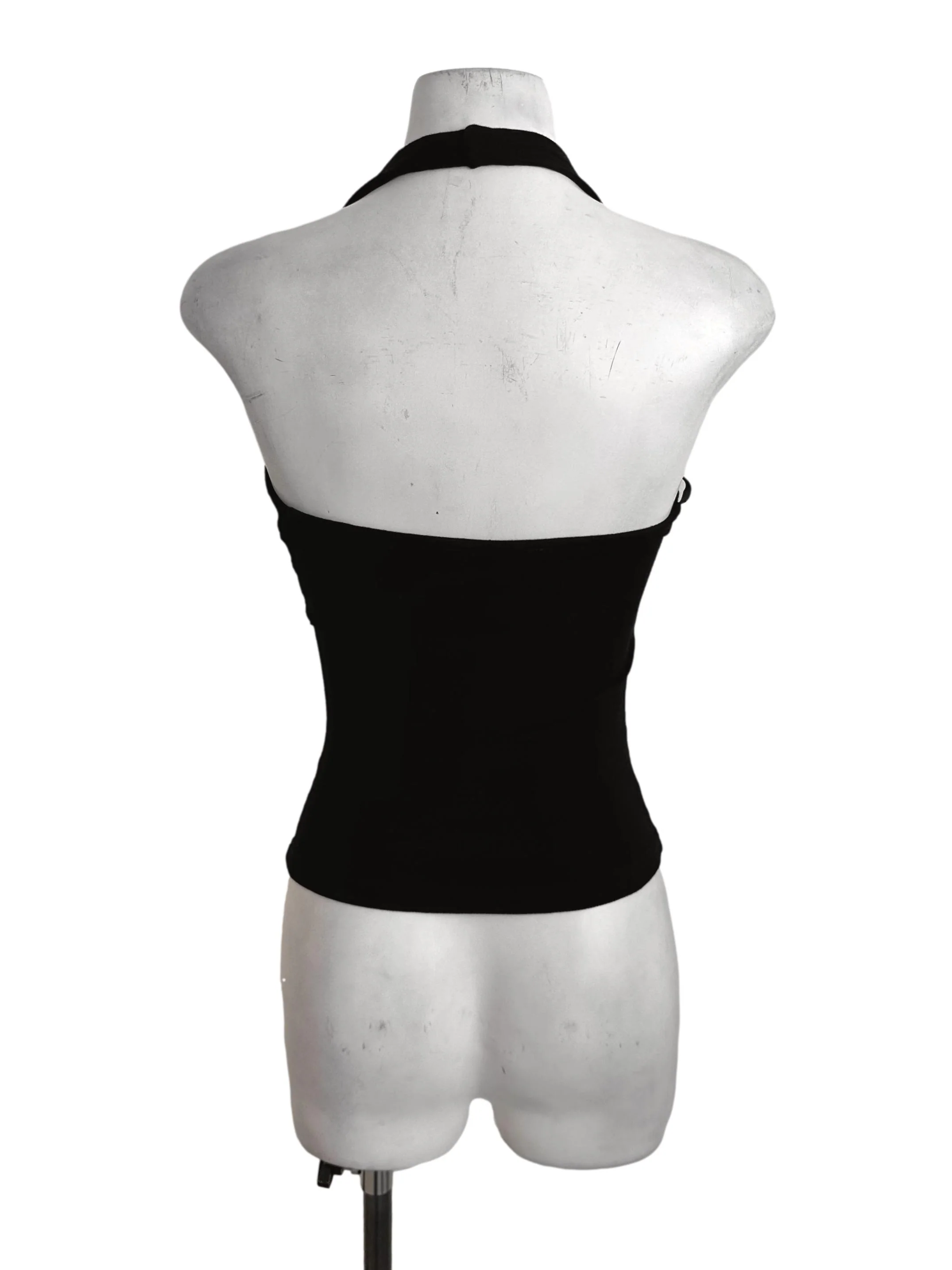Raven Black Halter Fitted Top - Image 2