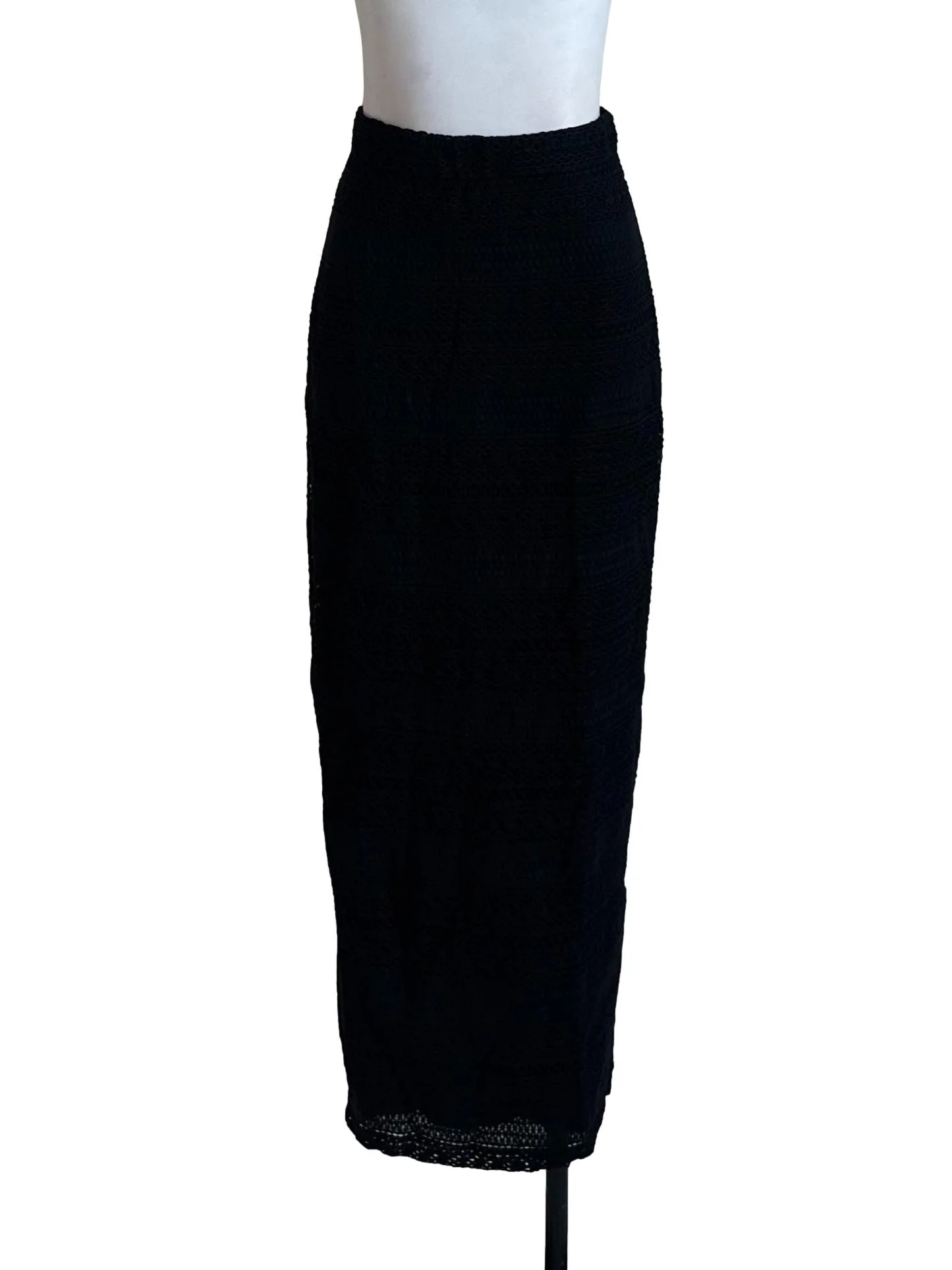 Raven Black Lace Embroidery Slit Skirt
