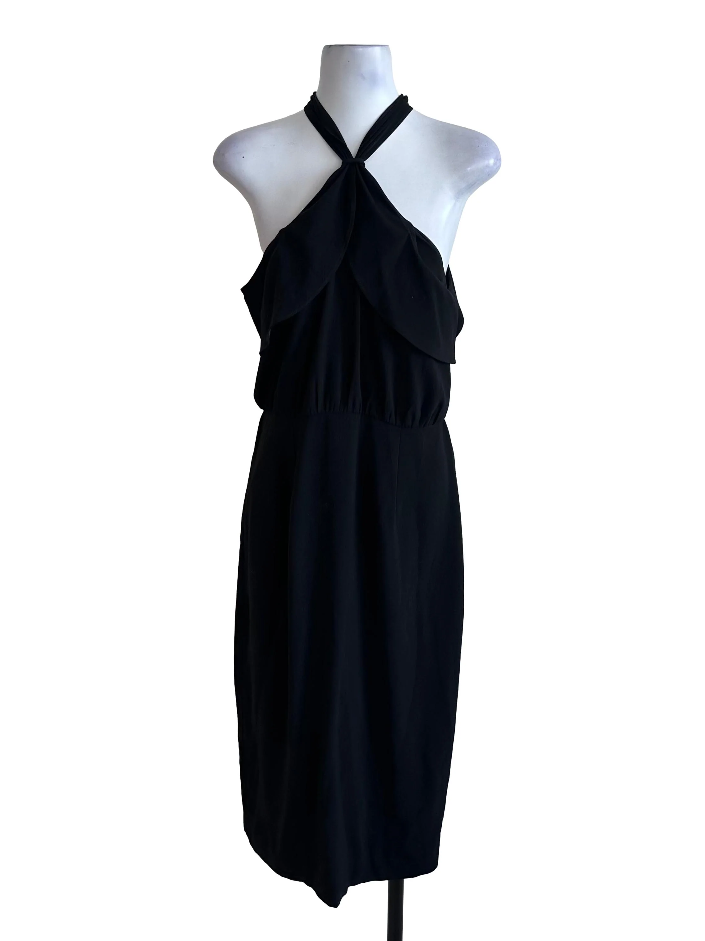 Raven Black Ruched Halter Dress LB