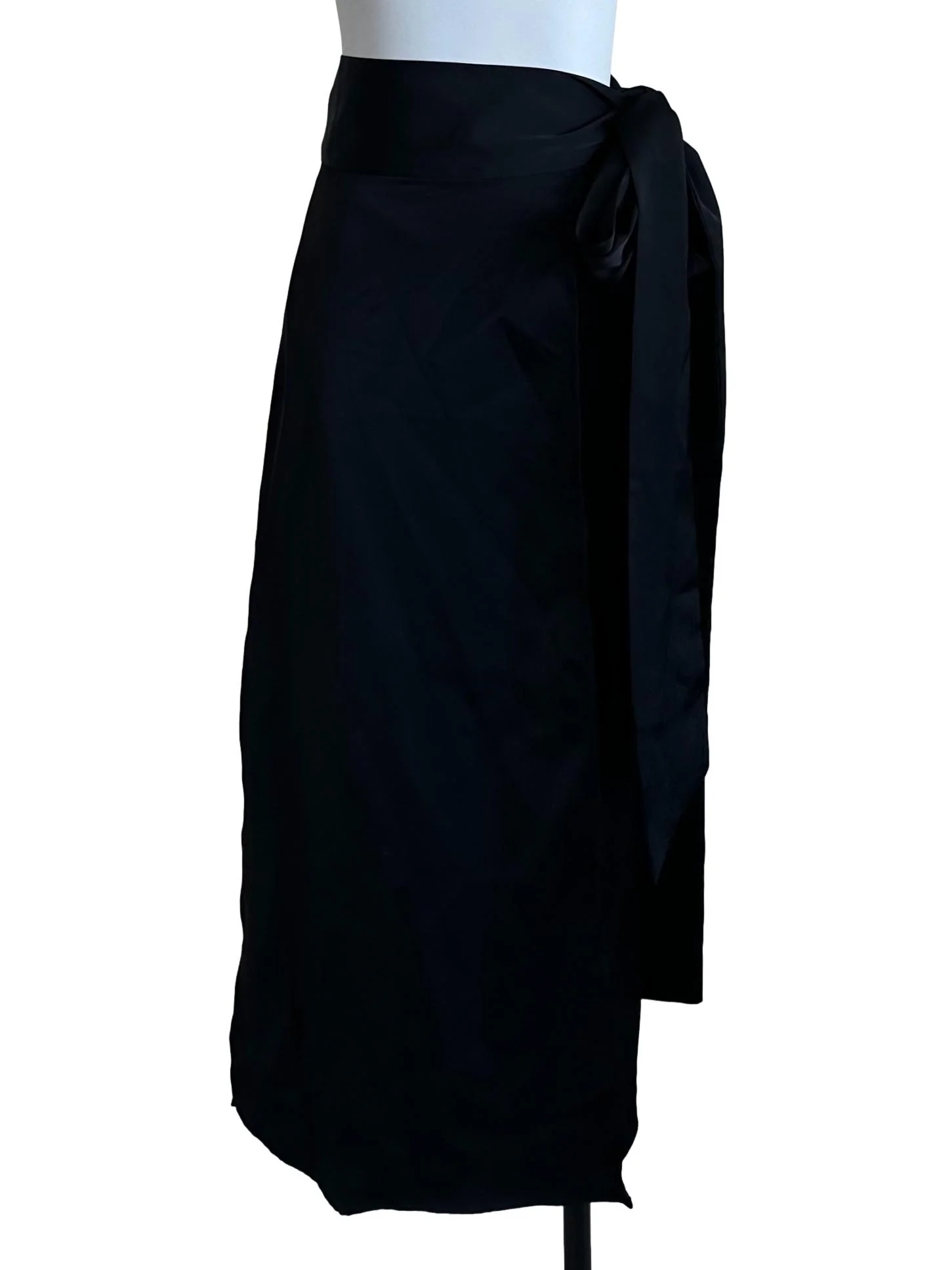 Raven Black Satin Wrap Skirt