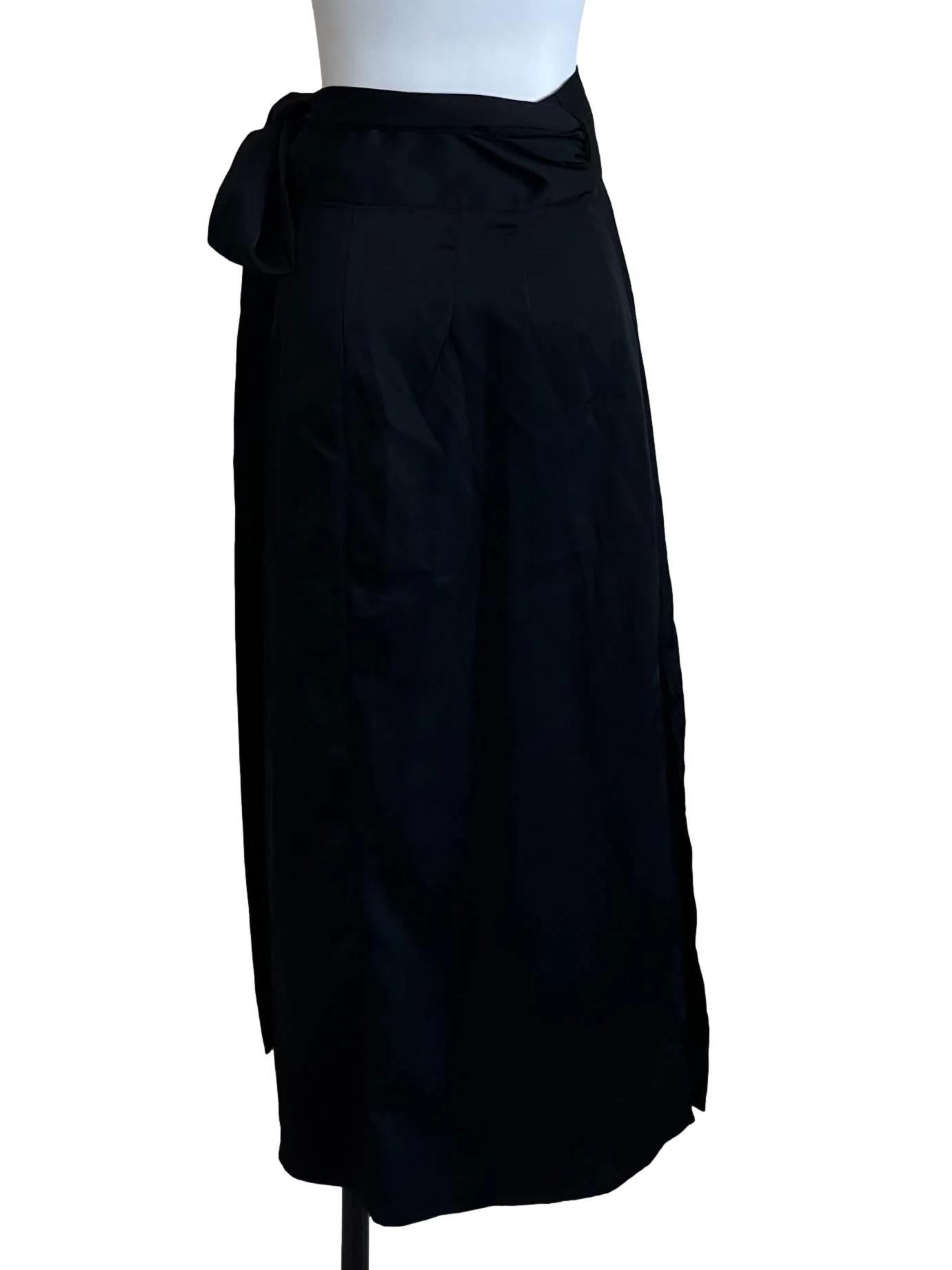 Raven Black Satin Wrap Skirt - Image 2