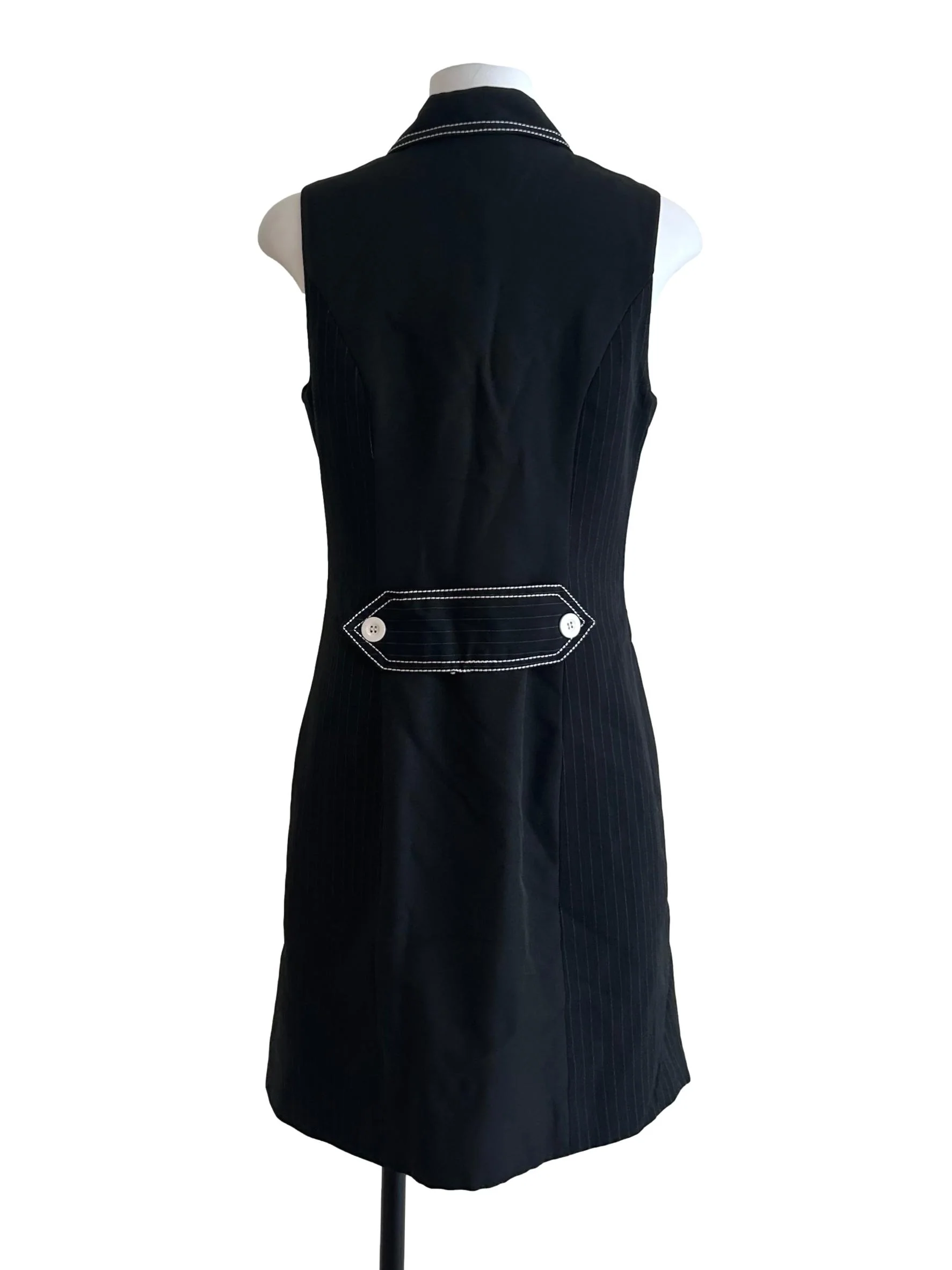 Raven Black Striped Sleeveless Dress - Image 2
