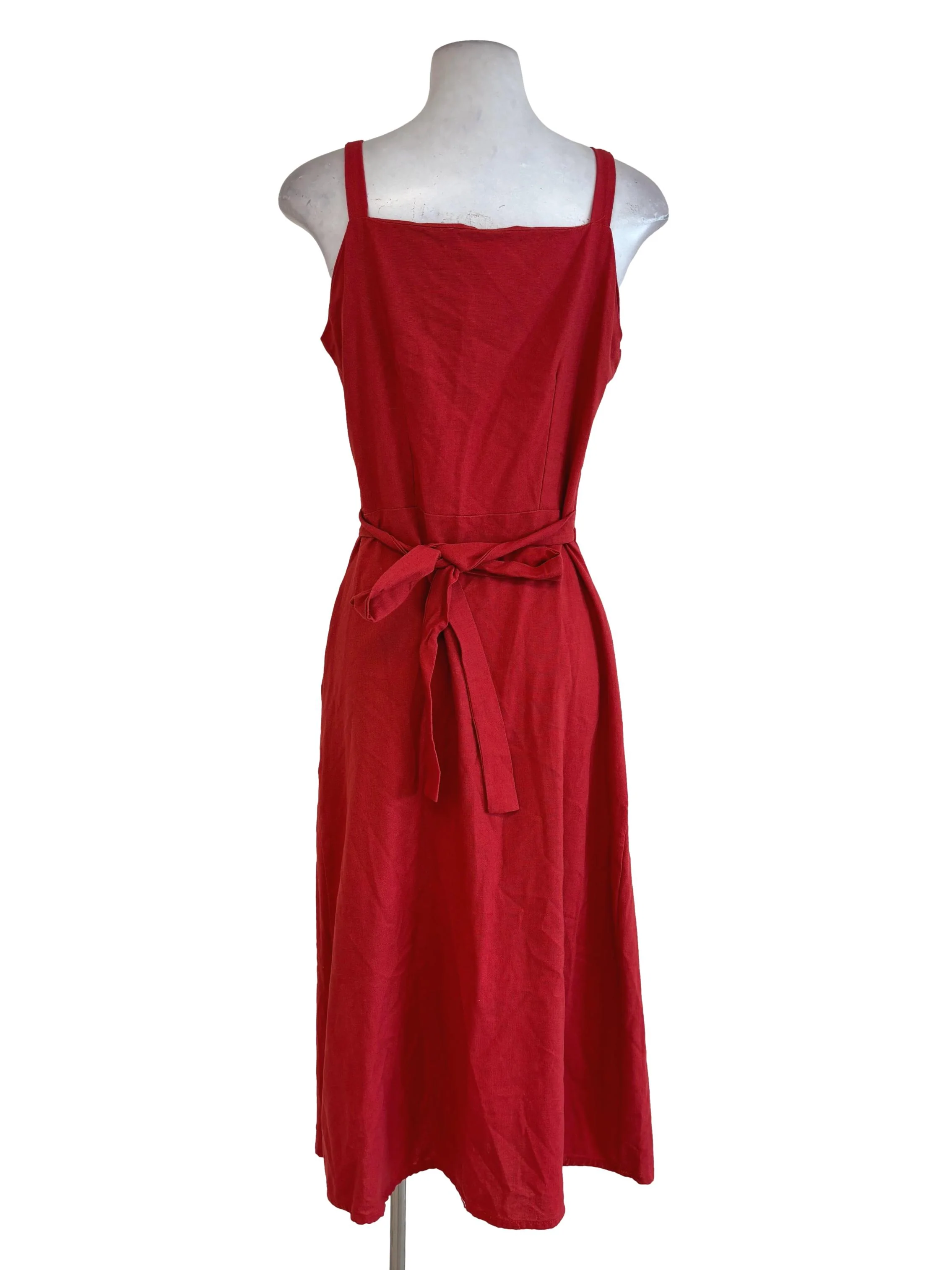 Red Buttoned Down Sleeveless Dress - Image 2