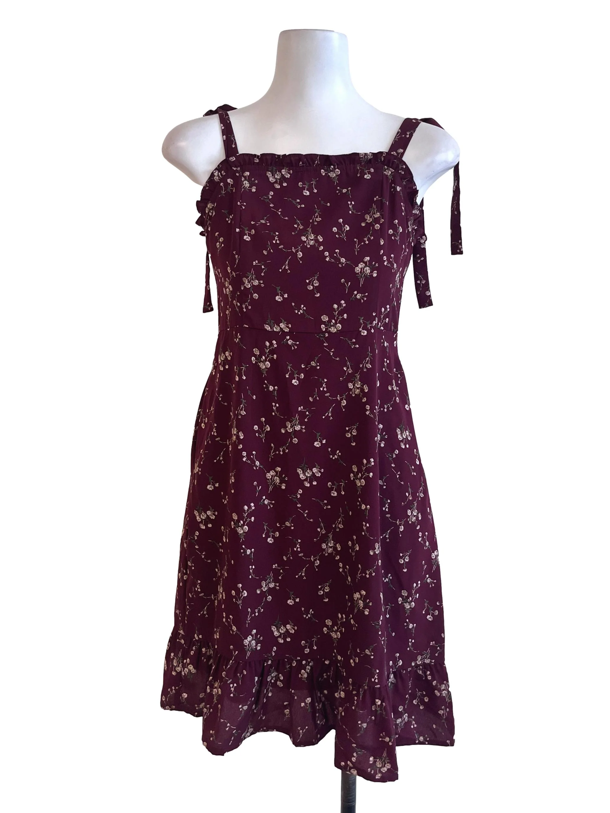 Red Floral Pattern Sleeveless Sundress