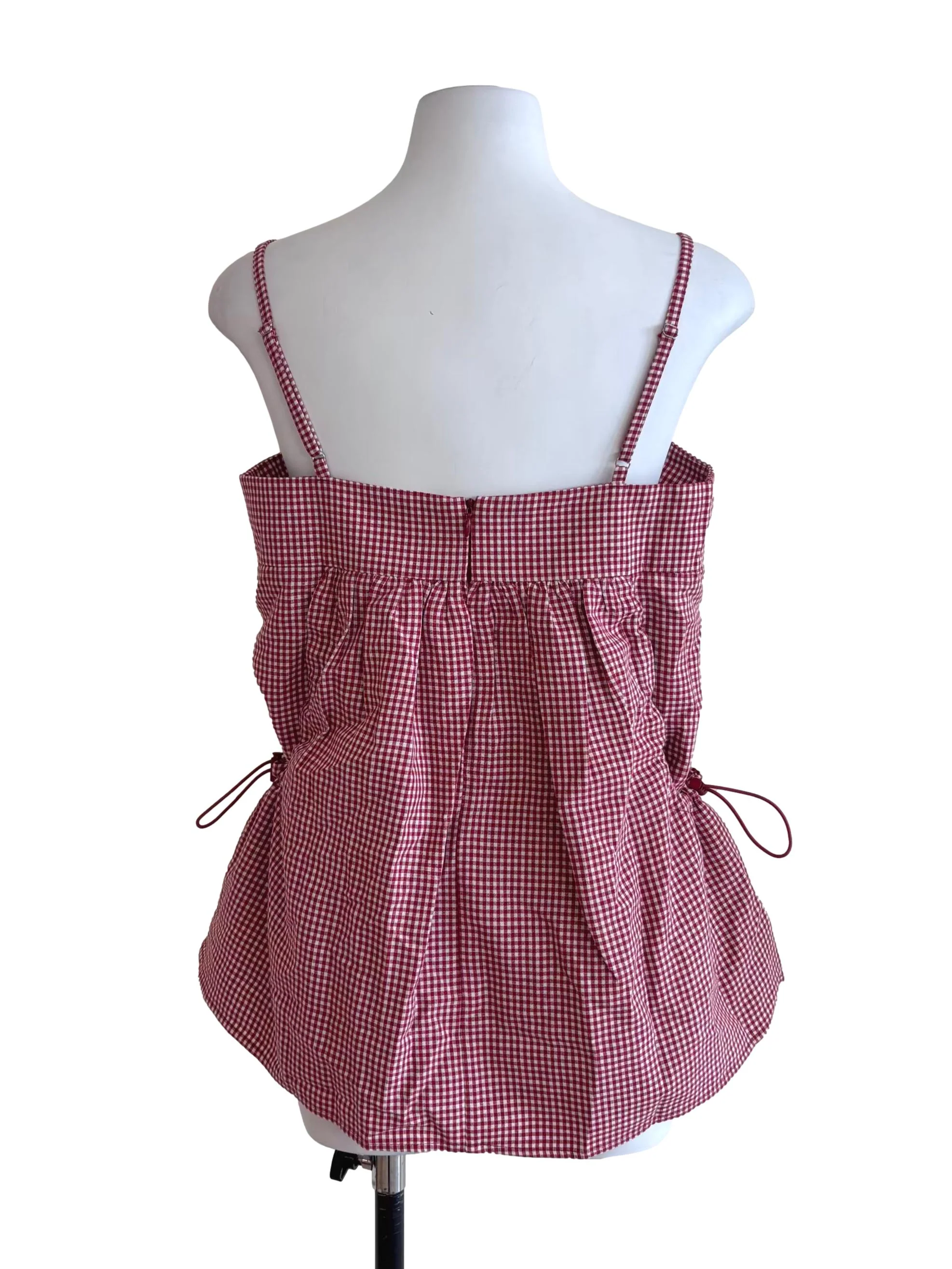Red Gingham Side Tie Cami Top - Image 2