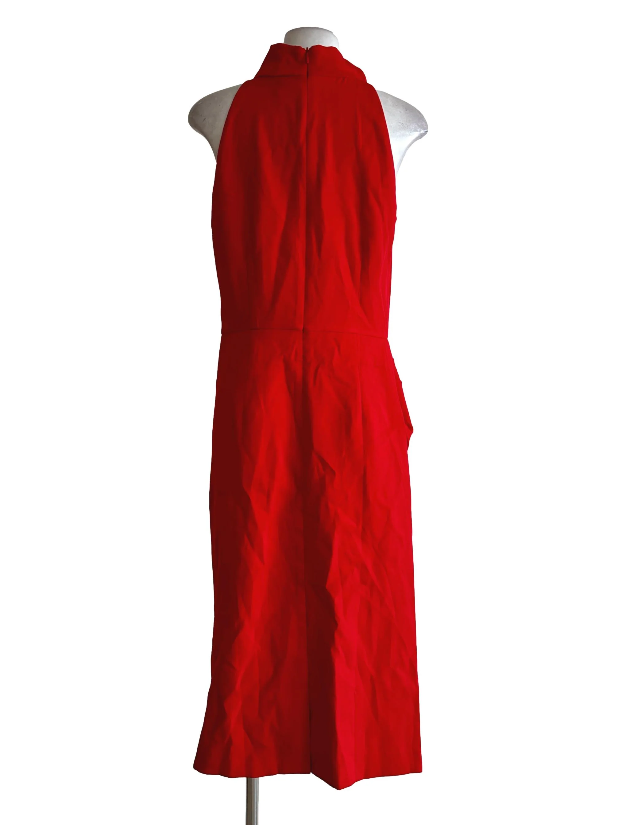 Red High Neck Sleeveless Dress - Image 2