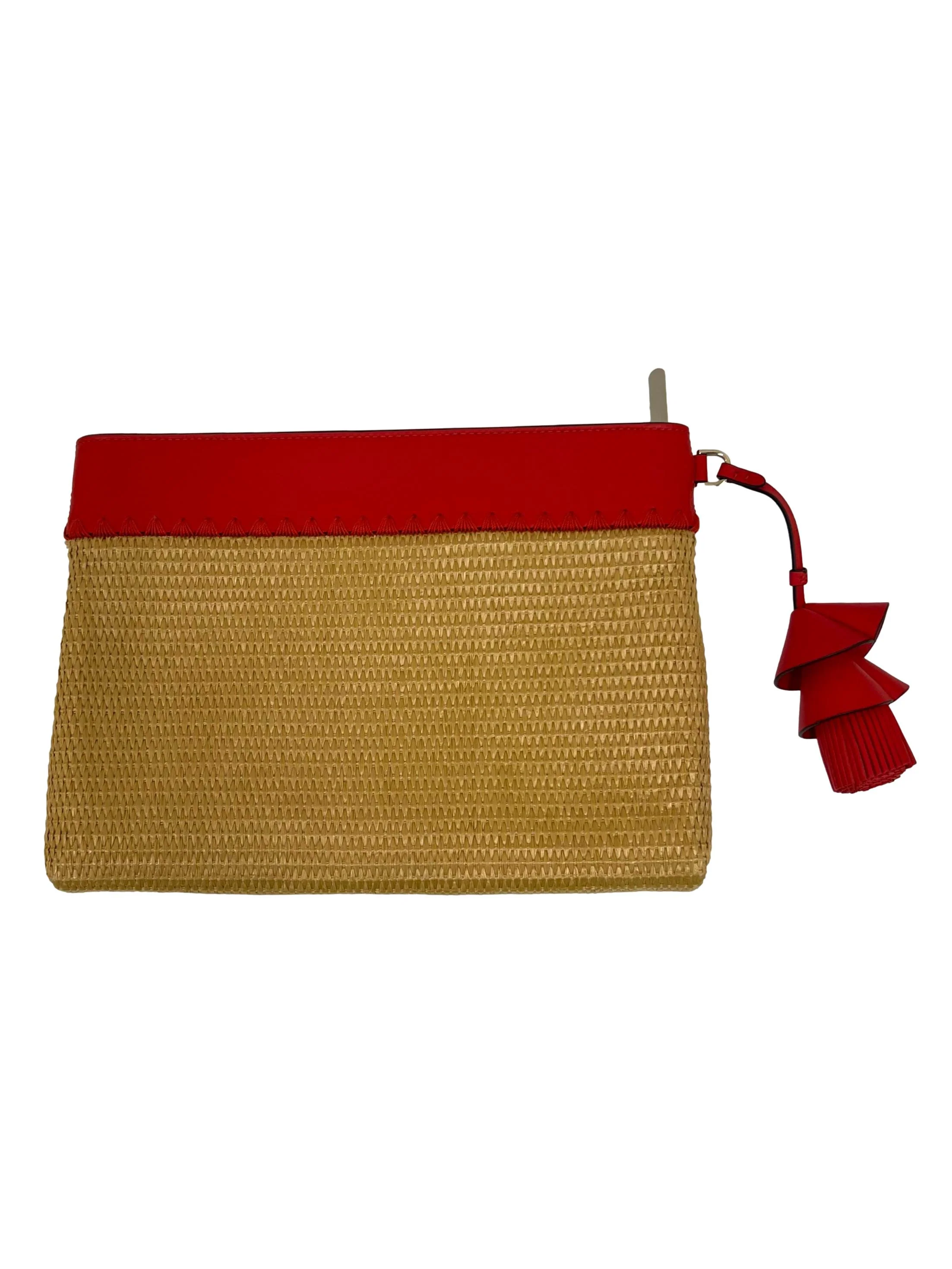 Red Roma Embellished Tomato Straw Clutch - Image 2