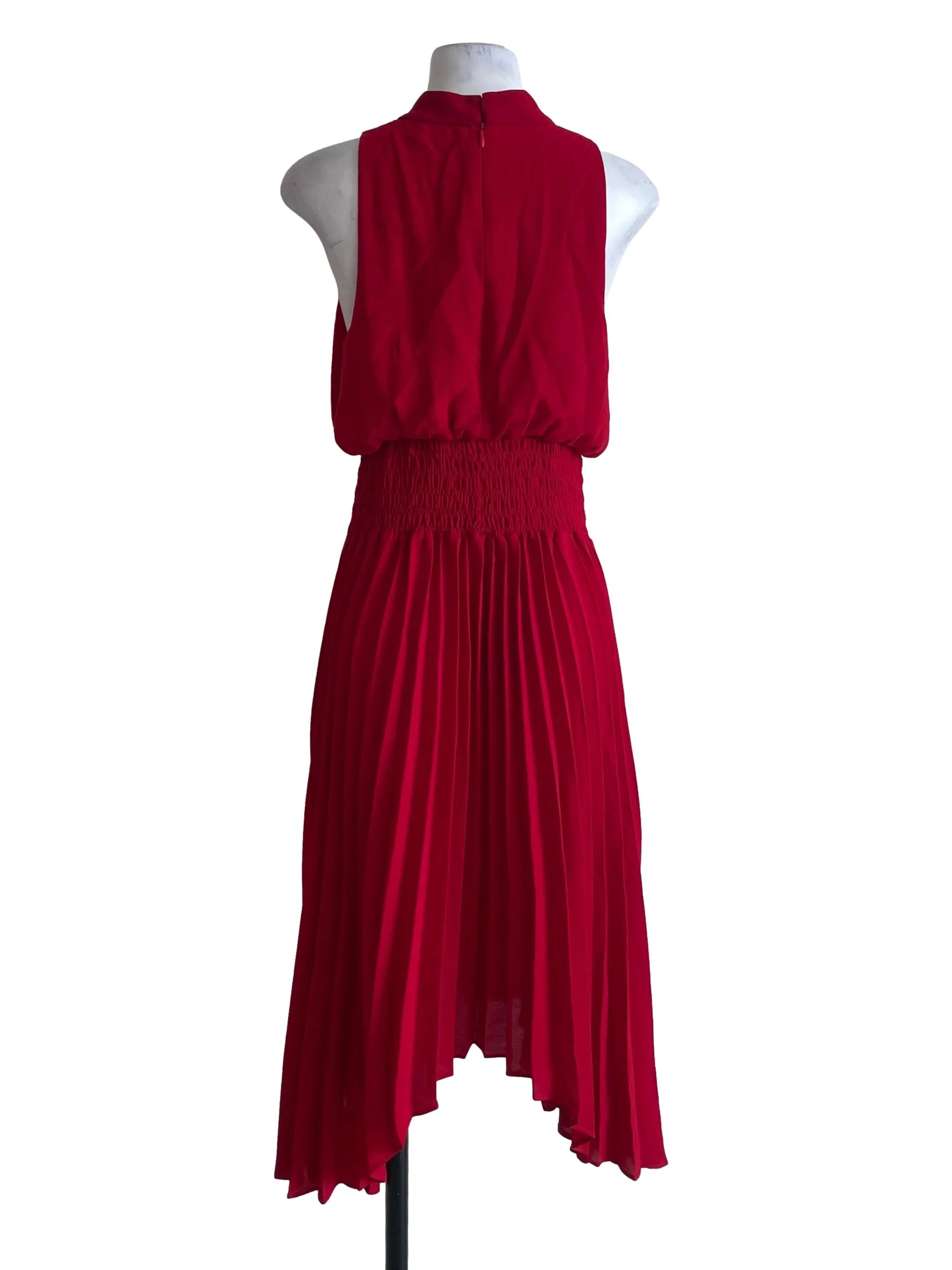 Red Ruched Waist Dress - Image 2
