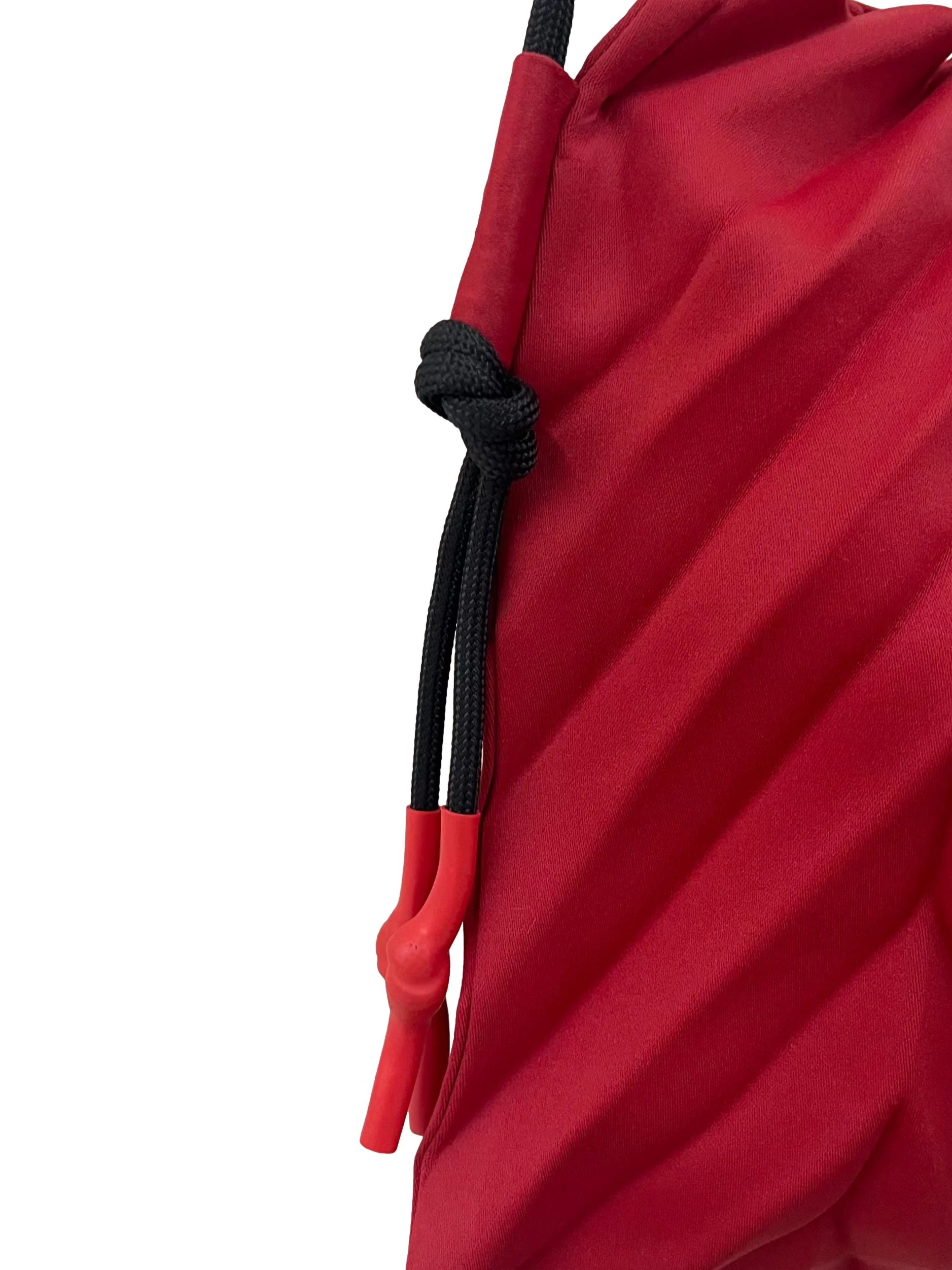 Red Stretchable Pleated Shoulder Bag With Black Adjustable Straps - Image 3
