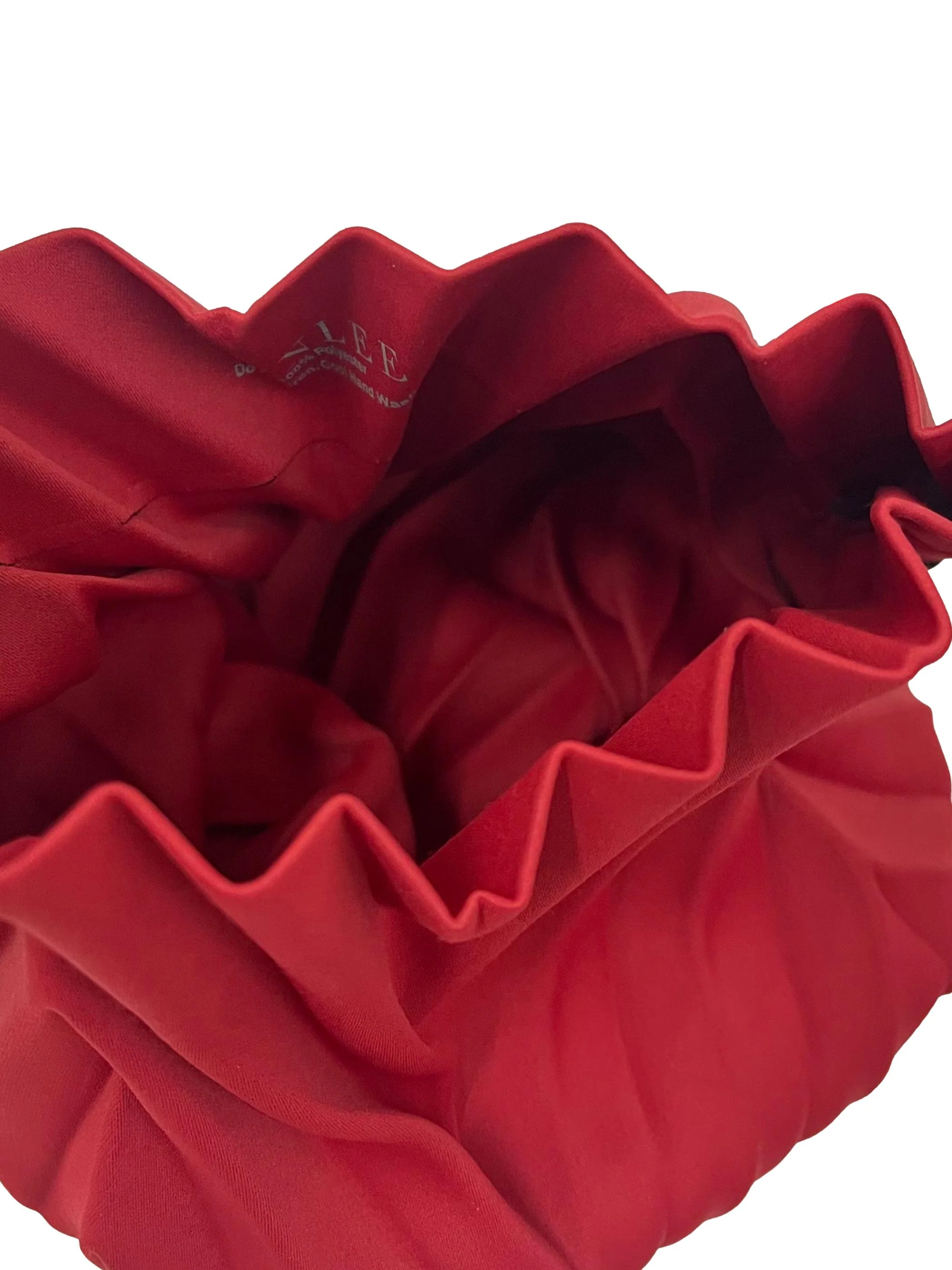 Red Stretchable Pleated Shoulder Bag With Black Adjustable Straps - Image 6