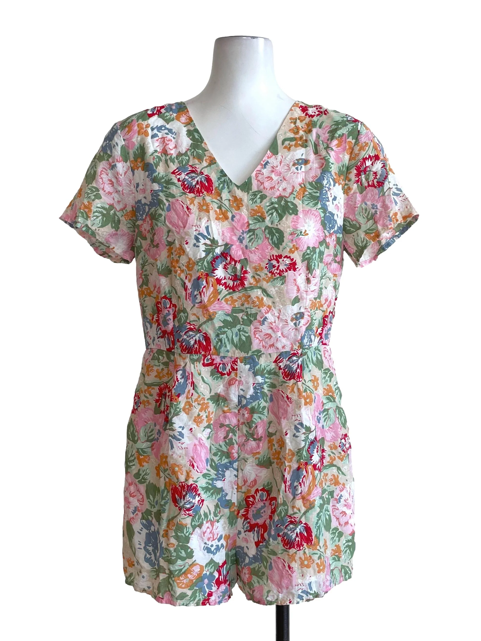 Rice Floral V Neck Romper