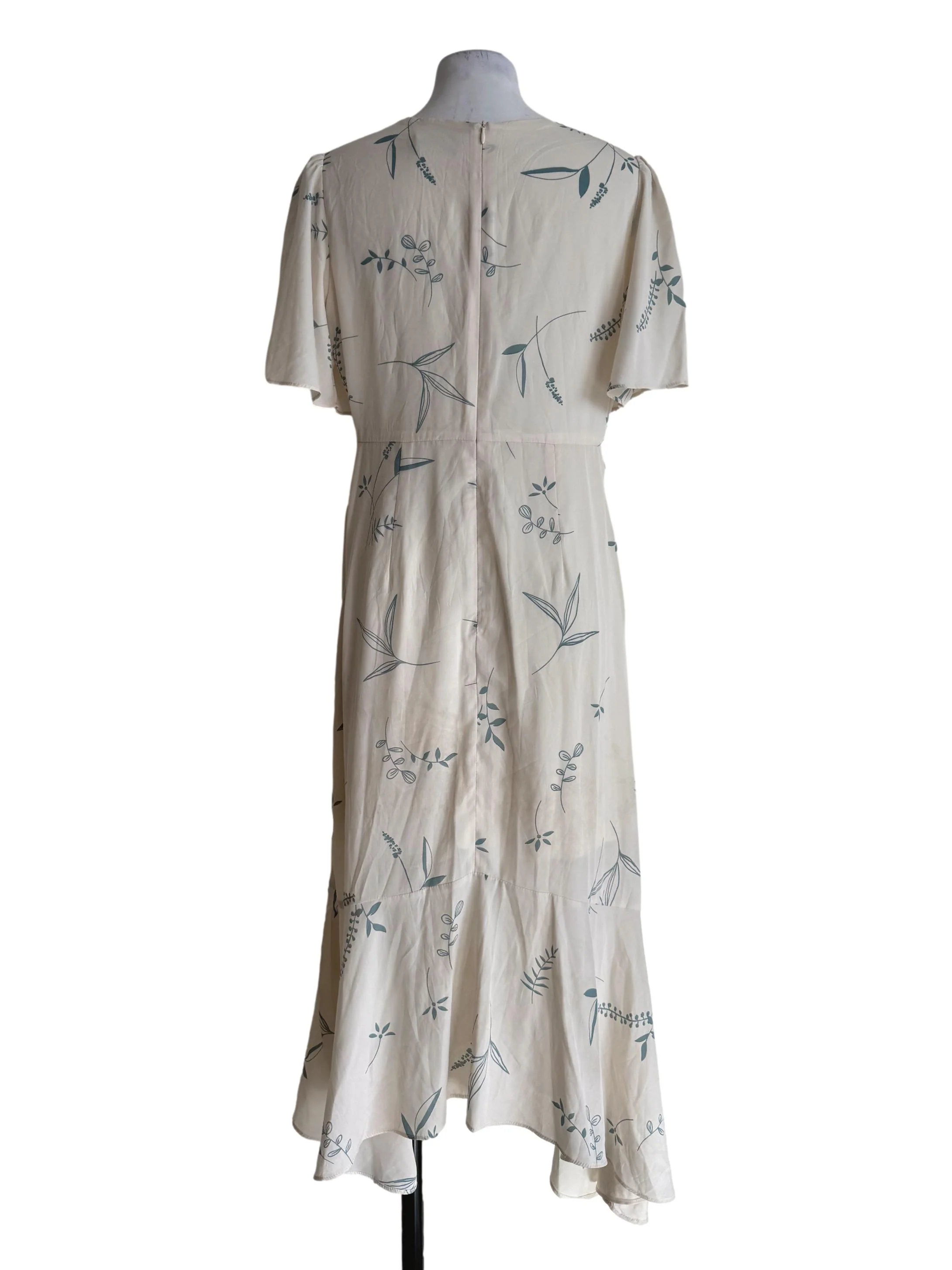 Rice White With Prints Round Neck Dress TCL - Image 2