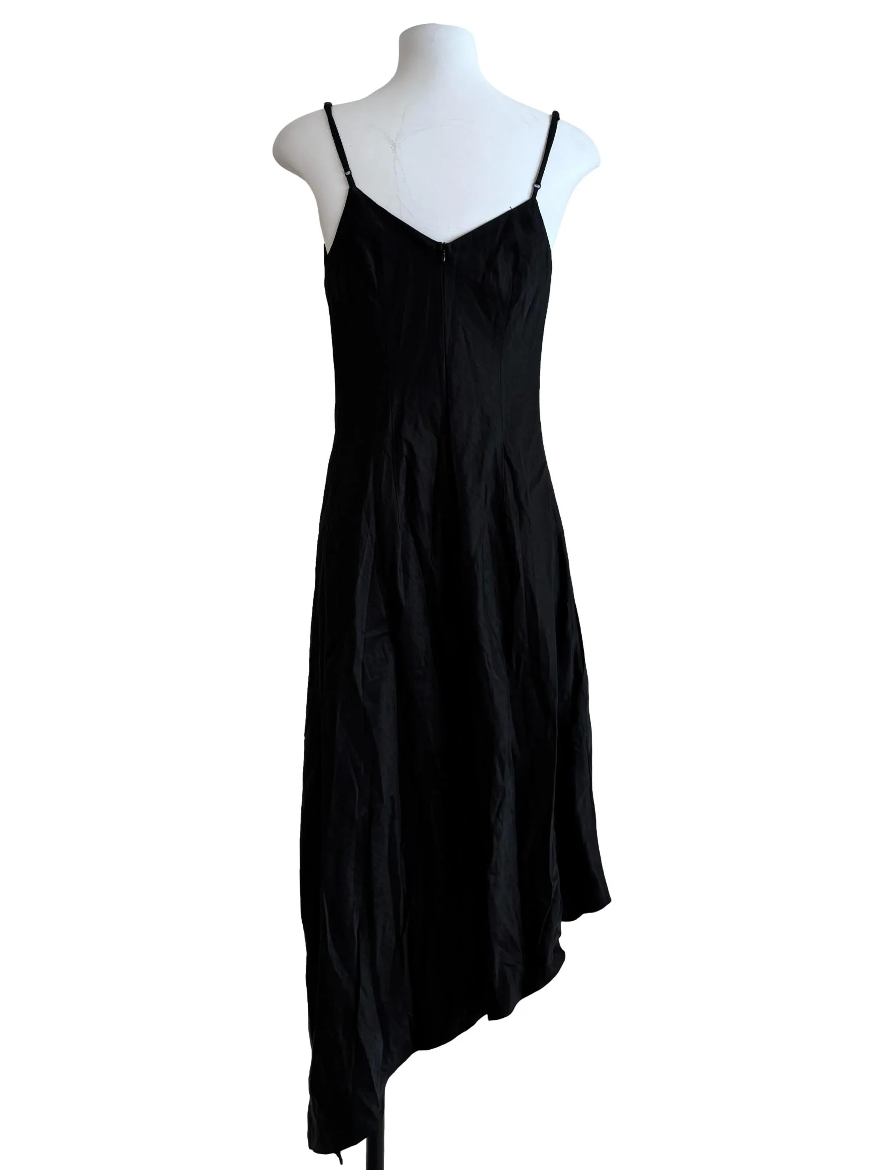 Rich Black Asymmetrical Cowl Dress - Image 2