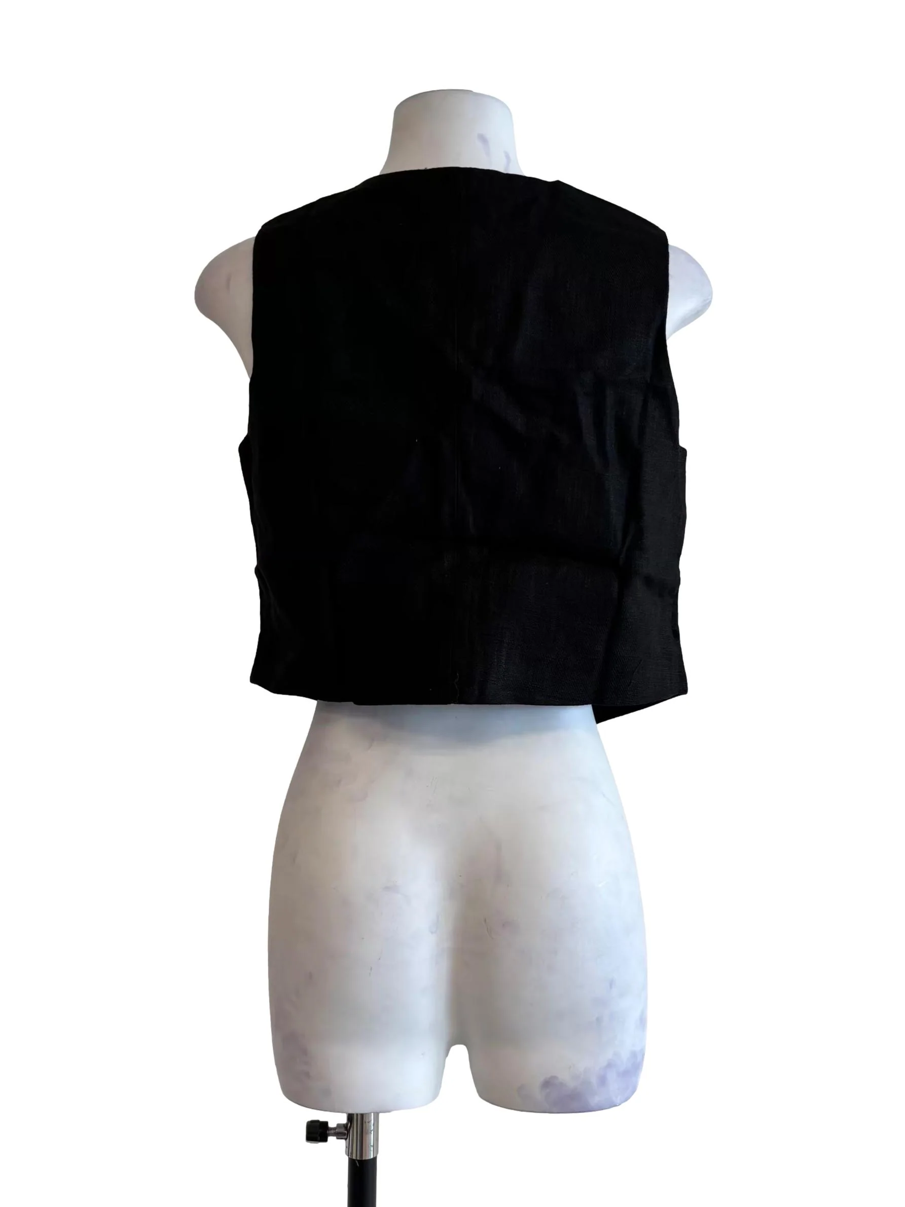 Rich Black Buttoned Vest - Image 2