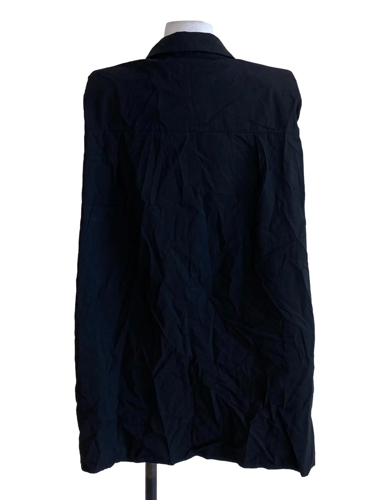 Rich Black Collared Buttoned Down Sleeveless Square Top - Image 2