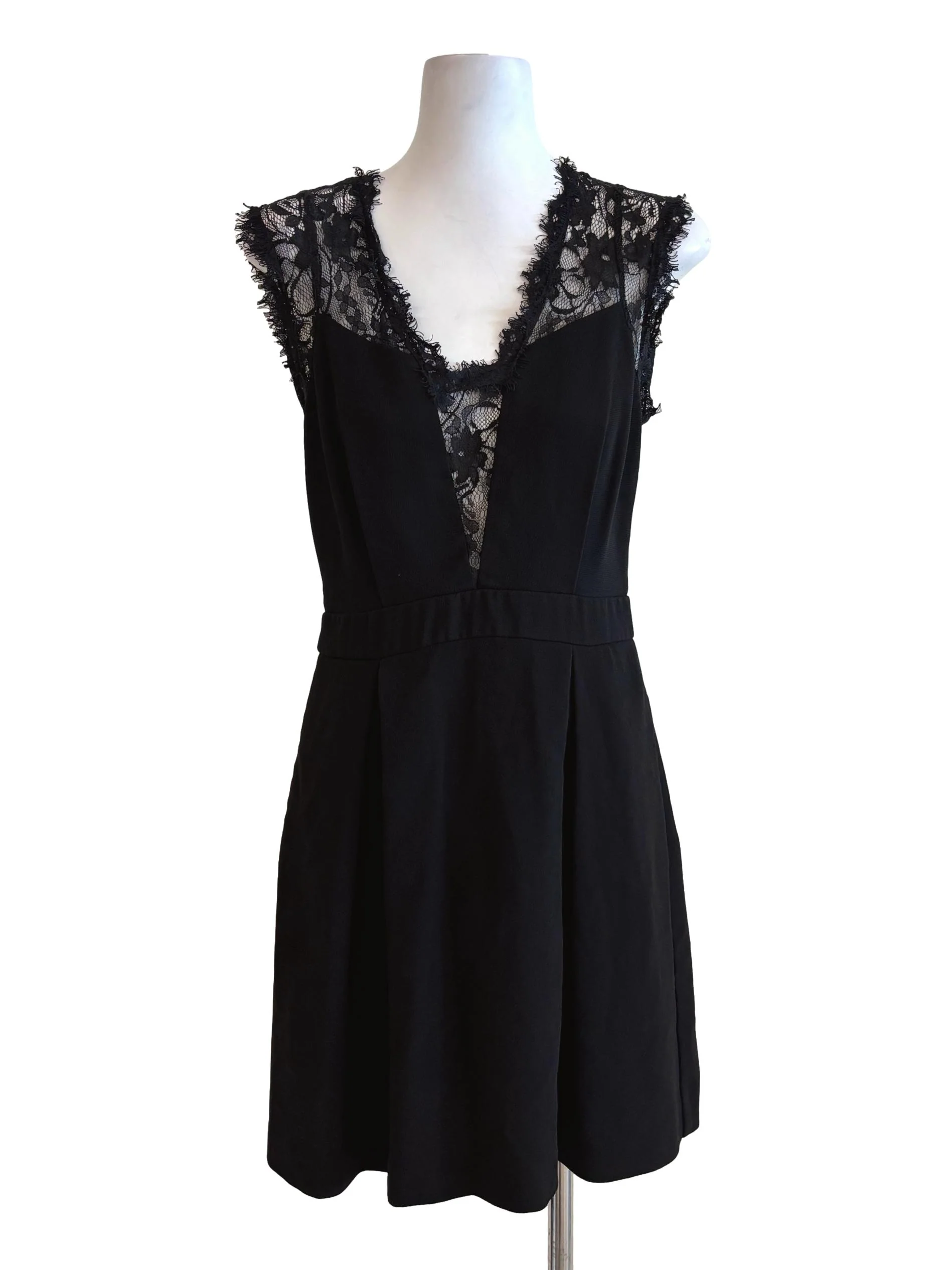 Rich Black Lace Back A-Line Dress