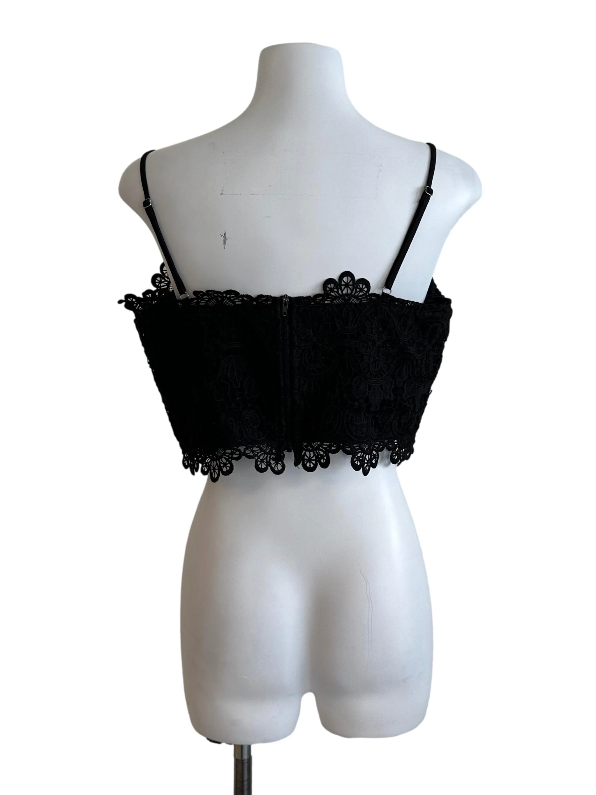 Rich Black Lace Square Neck Top - Image 2