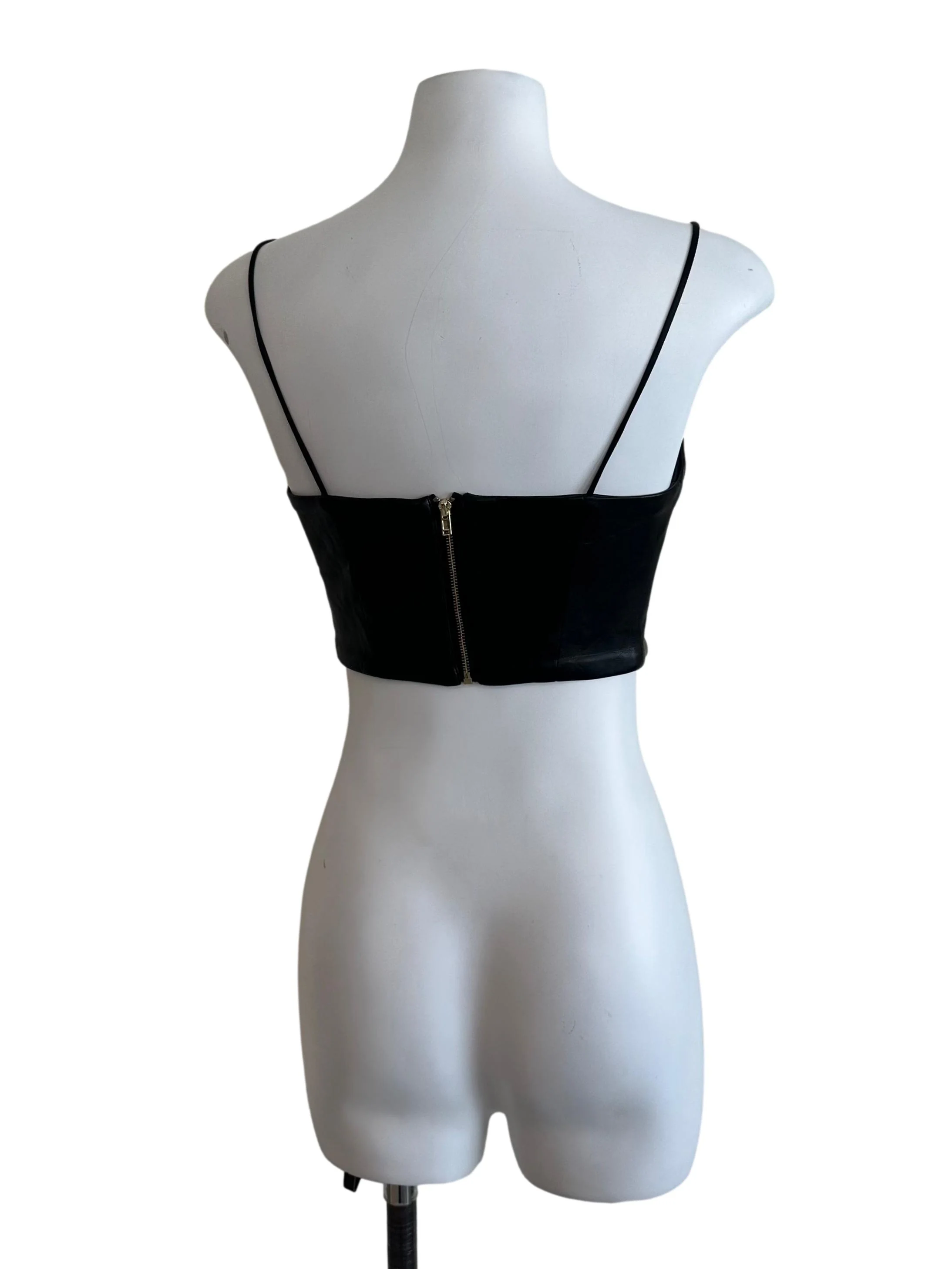 Rich Black Leather Crop Top - Image 2