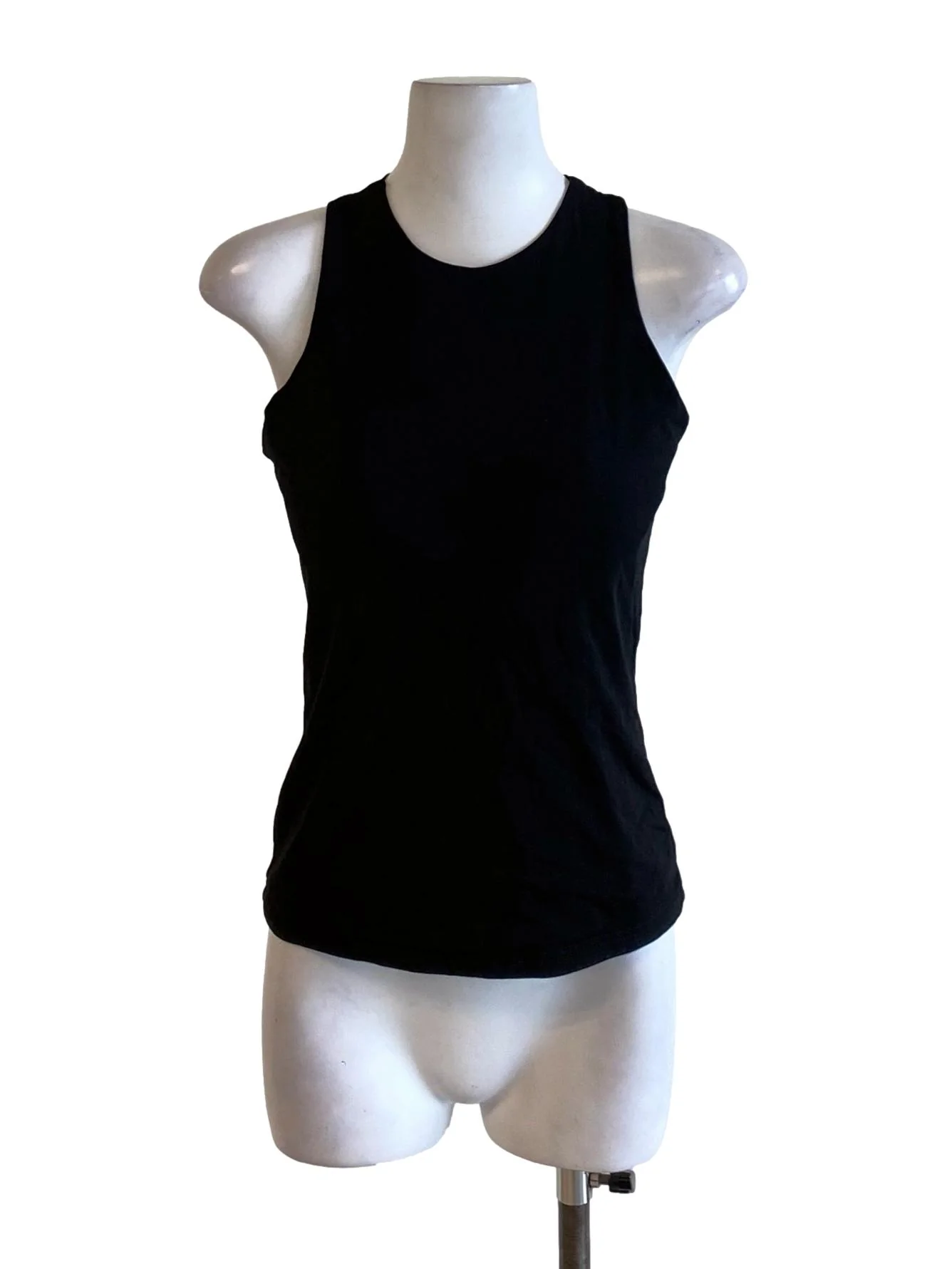 Rich Black Round Neck Knitted Cross Tank Top TTR