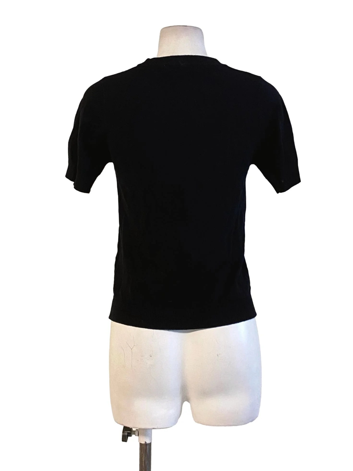 Rich Black Round Neck Short Sleeve Knitted Fit Shirt - Image 2