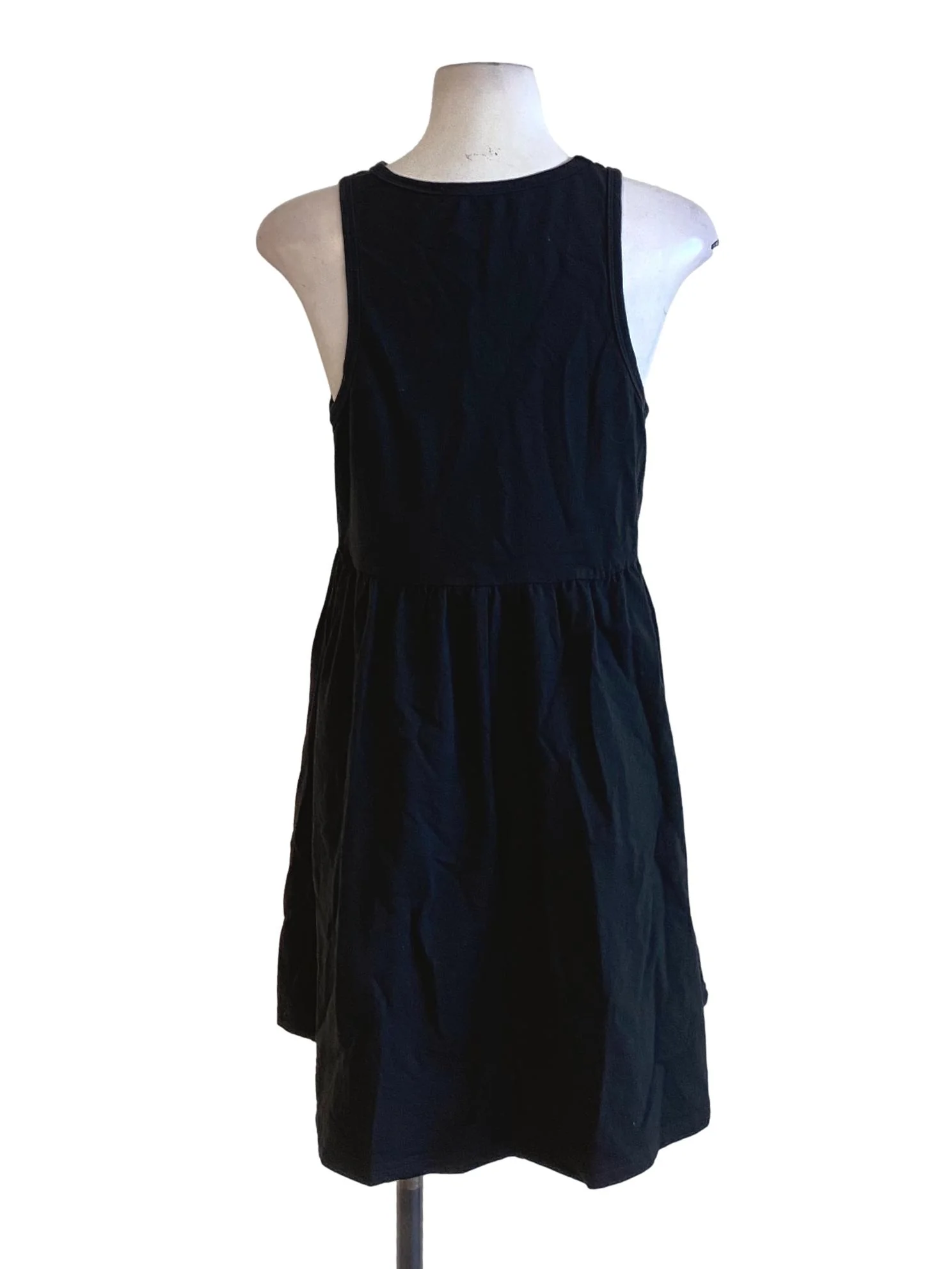 Rich Black Round Neck Sleeveless A-Line Dress TTR - Image 2