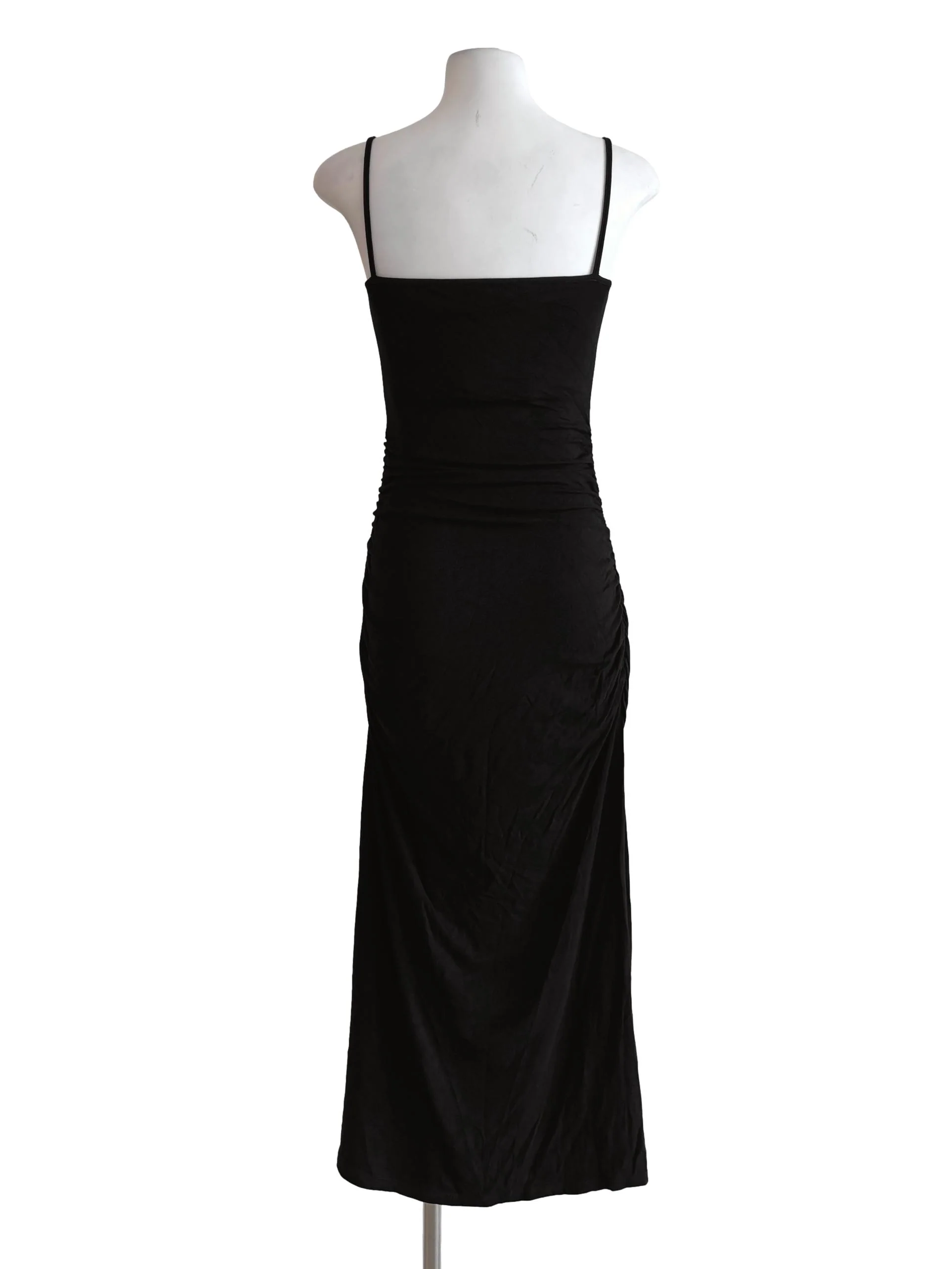 Rich Black Ruched Bodycon Dress - Image 2